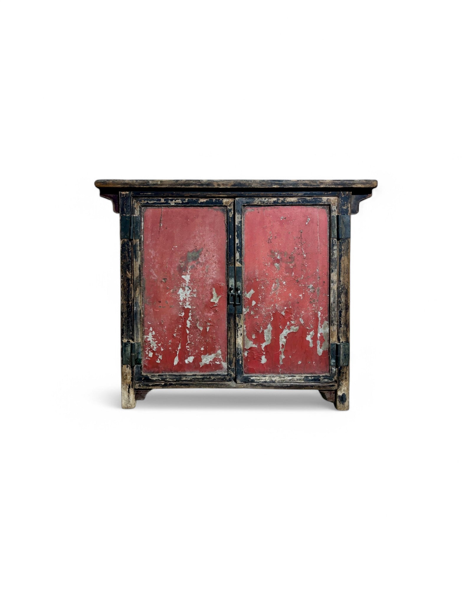 Antique Distressed Tibetan Black & Red Sideboard