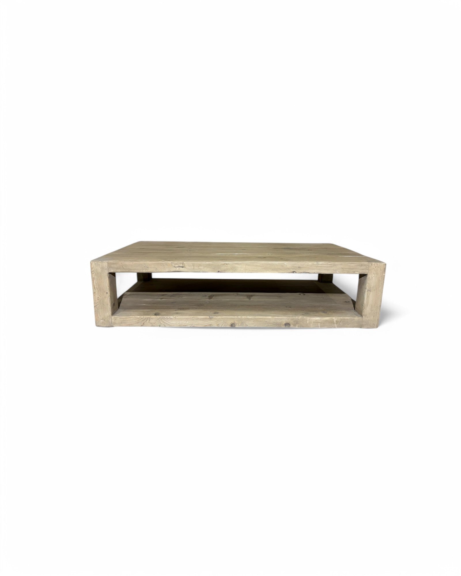 Light Elmwood Double Deck Chinese Farmhouse Coffee Table
