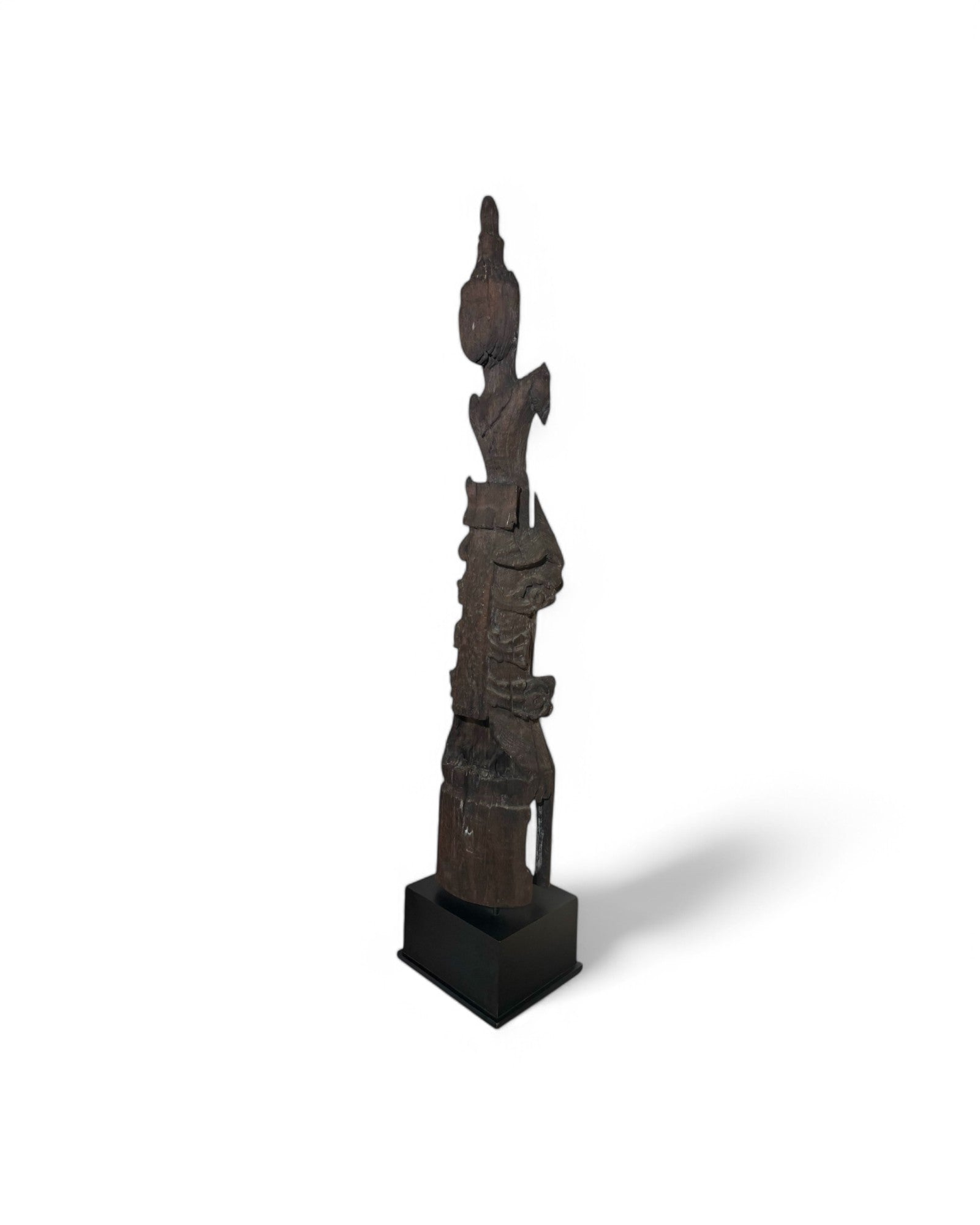 Life-Size Ancient Burmese Angel Wood Carving Sculpture, Retrieved from a Cave