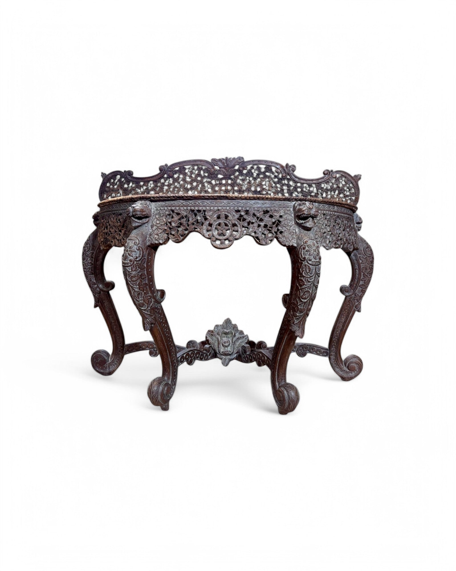Royal Anglo-Indian Rosewood Ornate Hand Carved Console Table