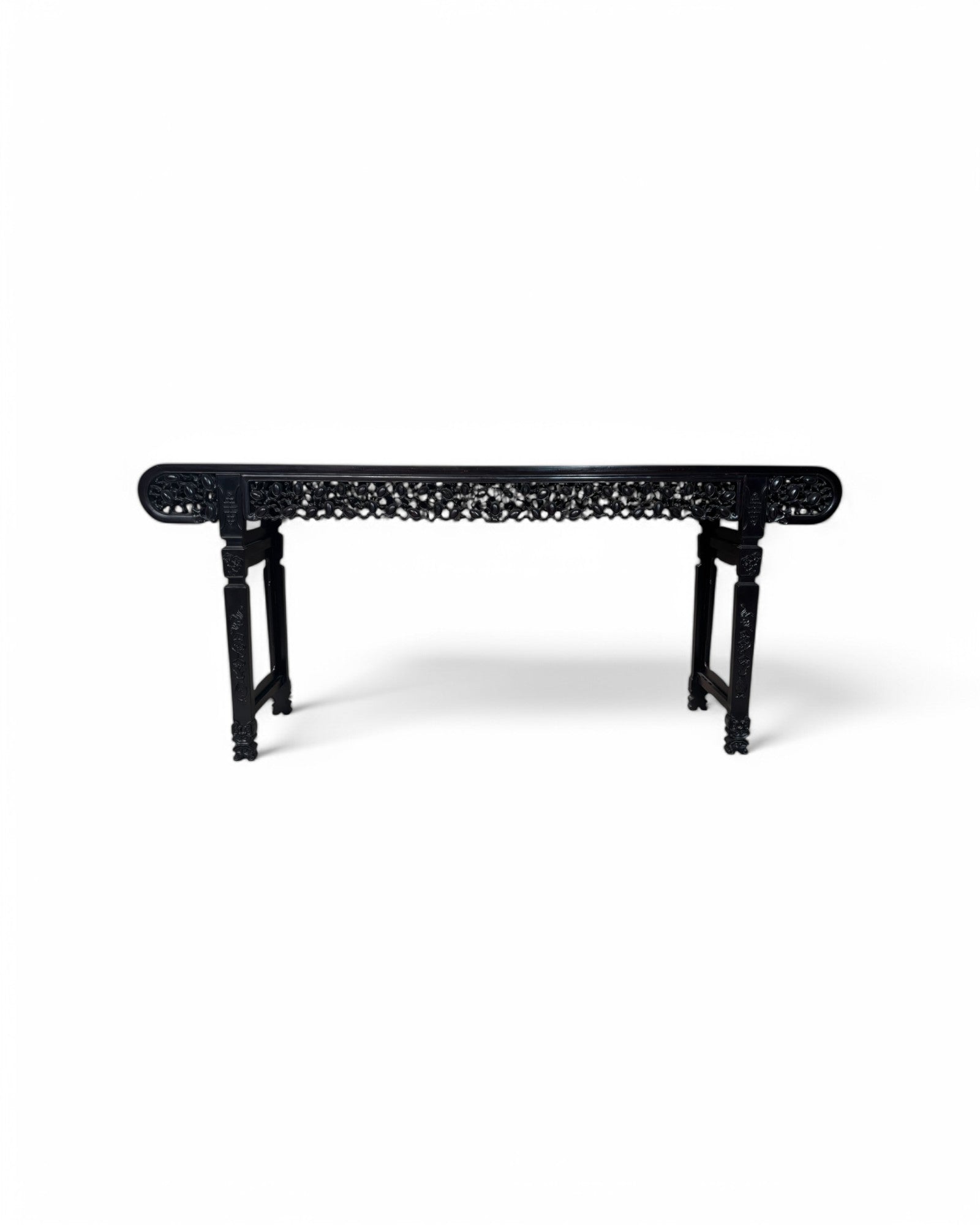 Ornately Rounded Mahogany Antique Chinese Console - Surround Living - 1