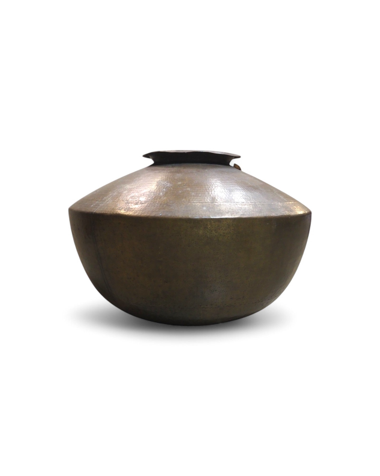 Large Gujarat Brass Hammered Ornate Pot