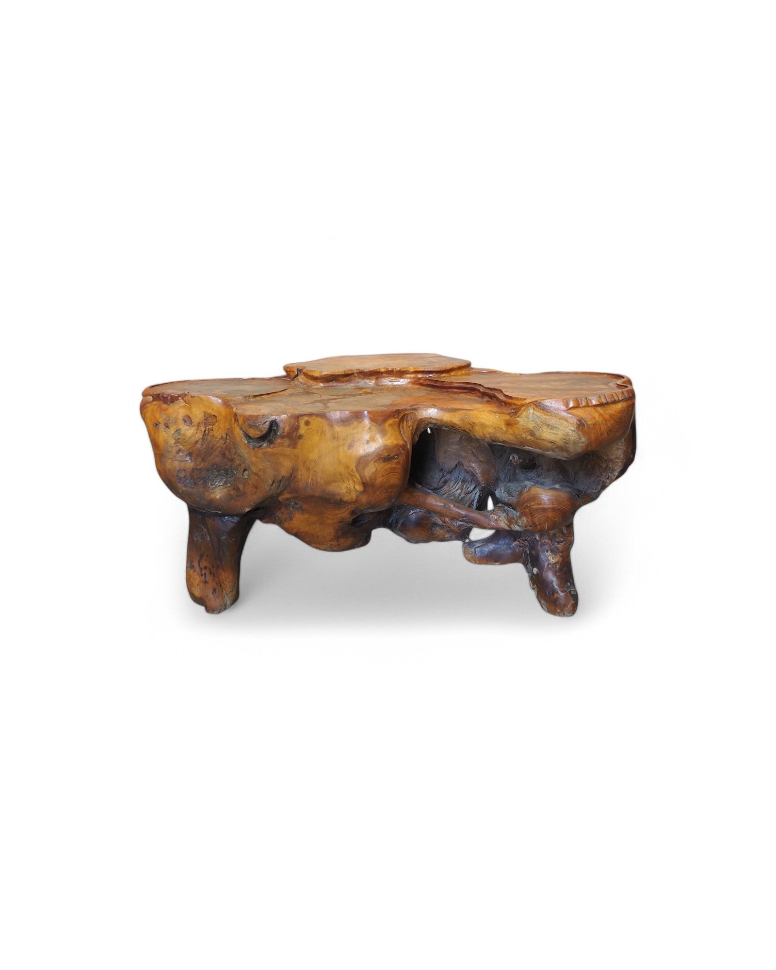 Natural Wood Carved Zhang Tea Table Station