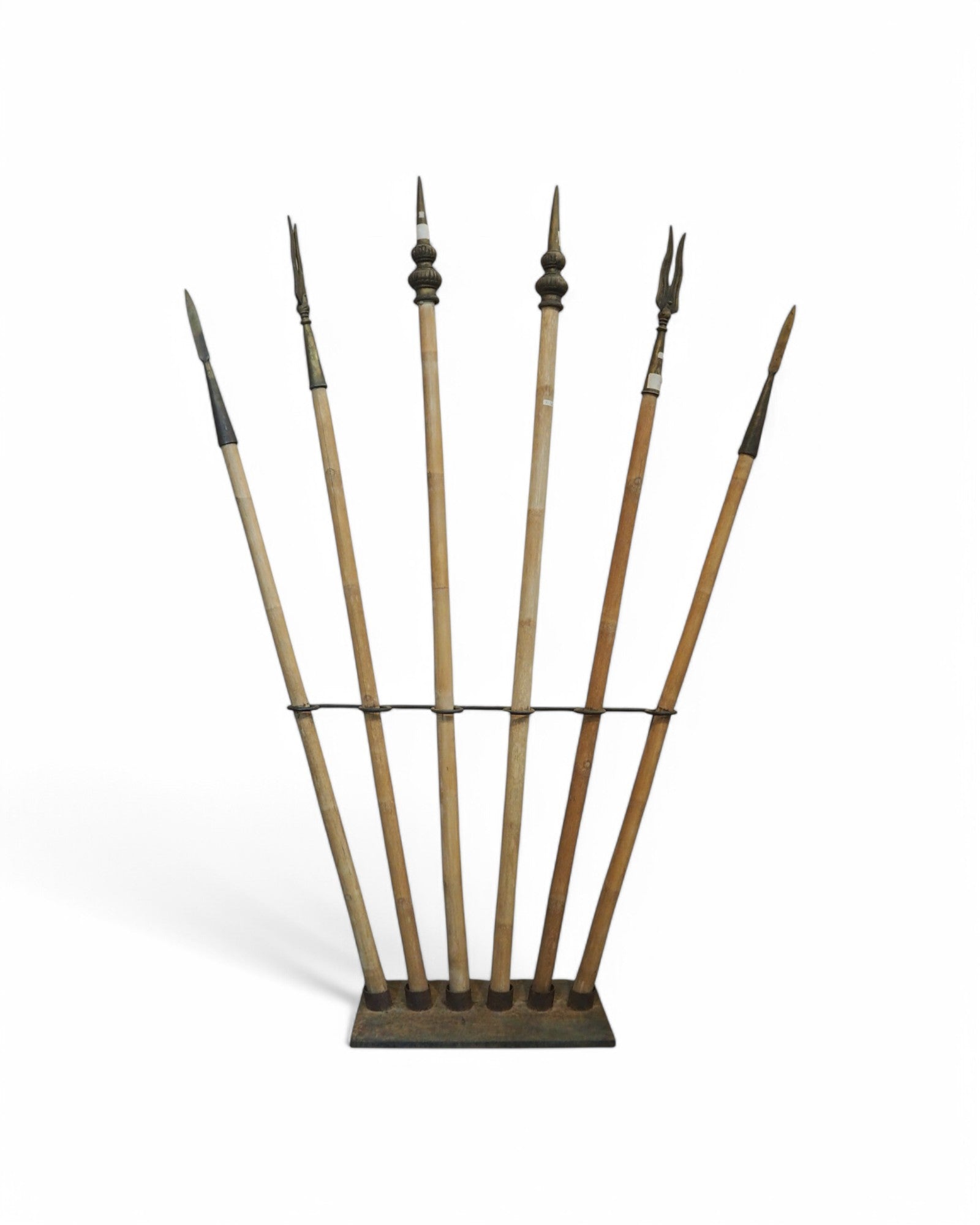 Indian War Spears with Fan Ornate Stand - Set of 6