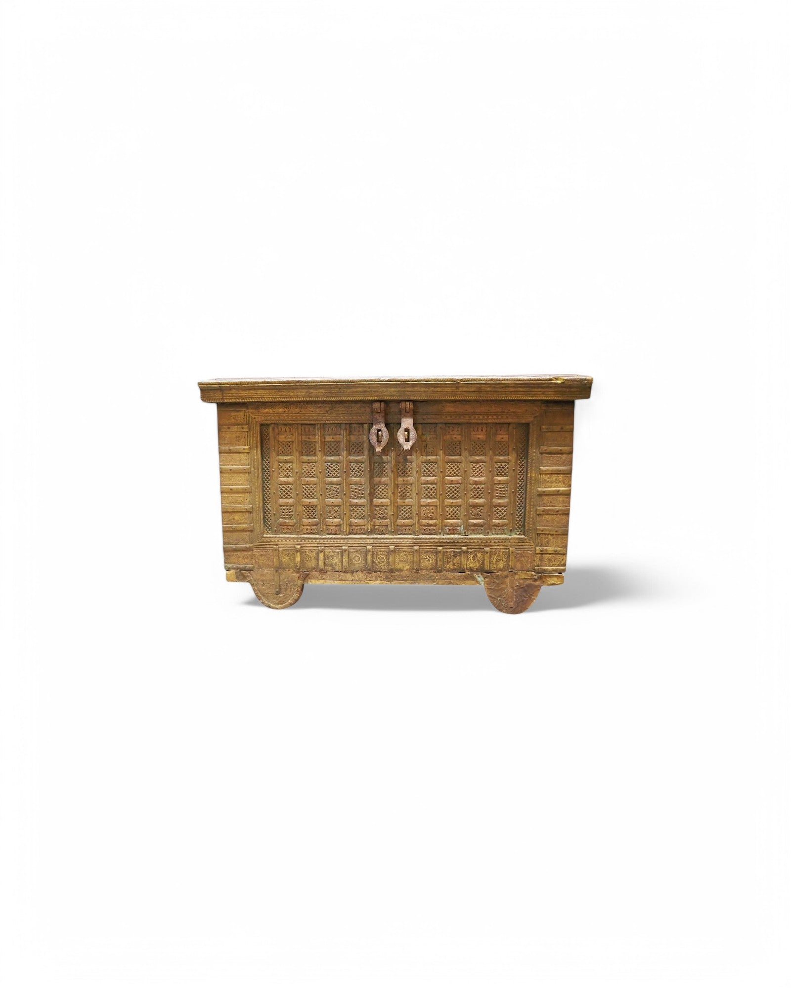 1940s Antique Jodhpuri Brass Plated Pitara Storage Chest