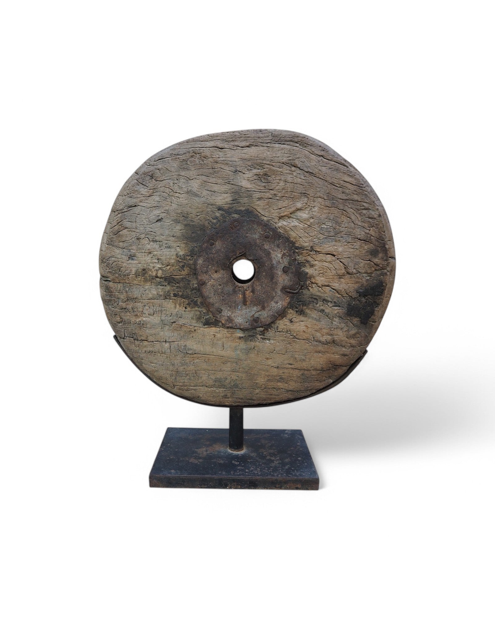 Indian L Wooden Pulley Wheel Ornament 1950s