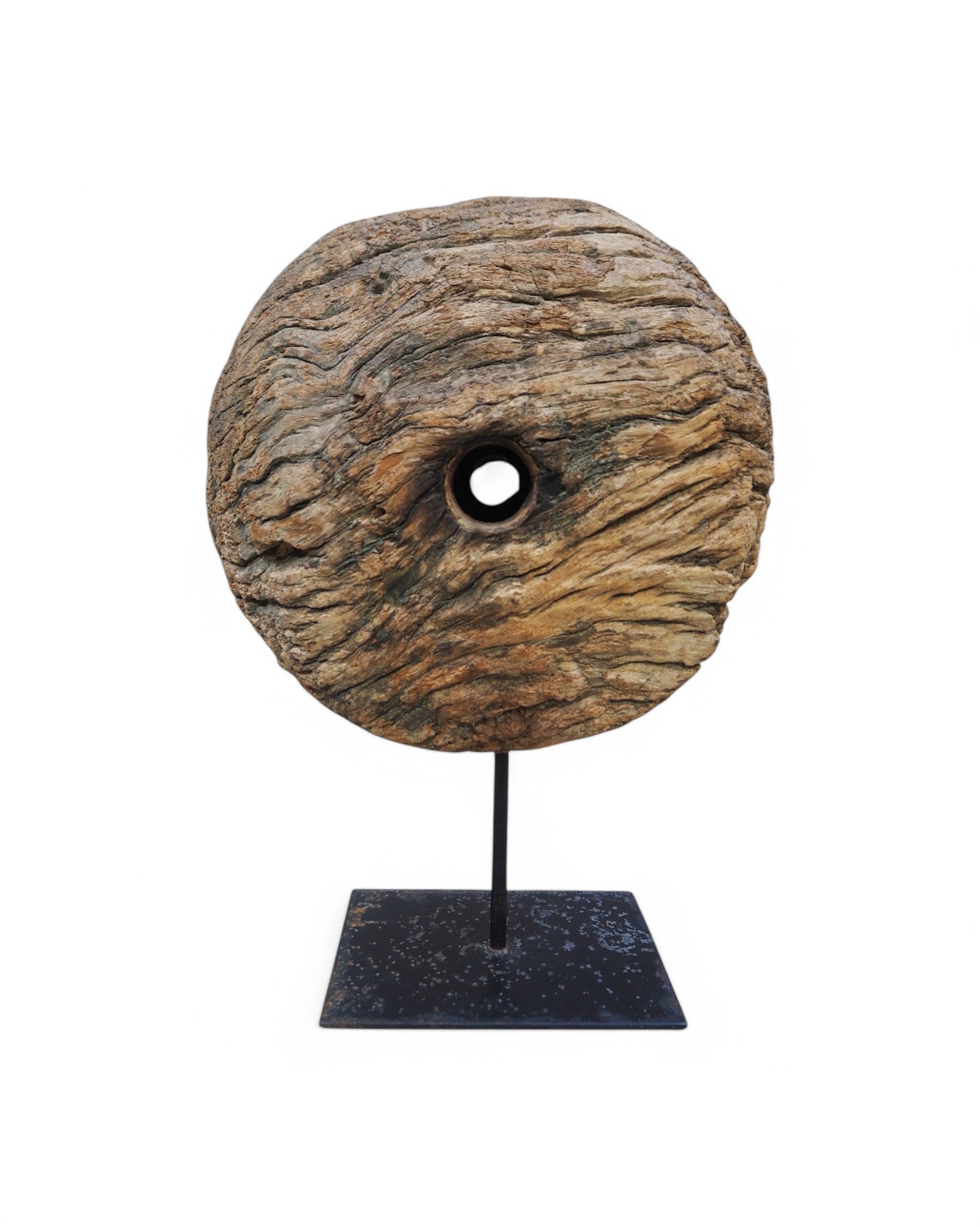 Indian Wooden Pulley Ball Ornament Feat. Blue Paint 1950s