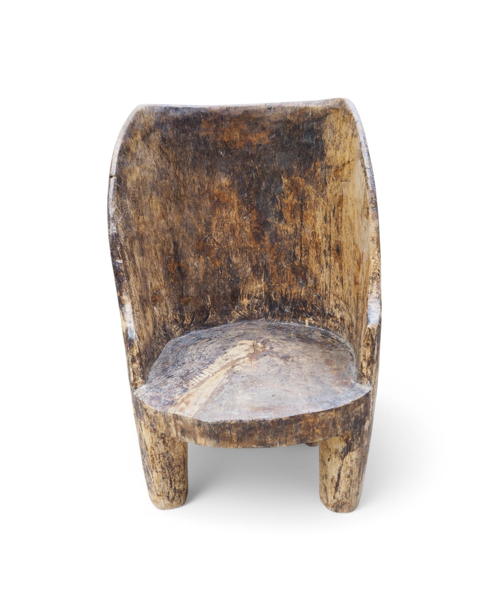 1900s Tribal Hand Carved Low Ornate Chair