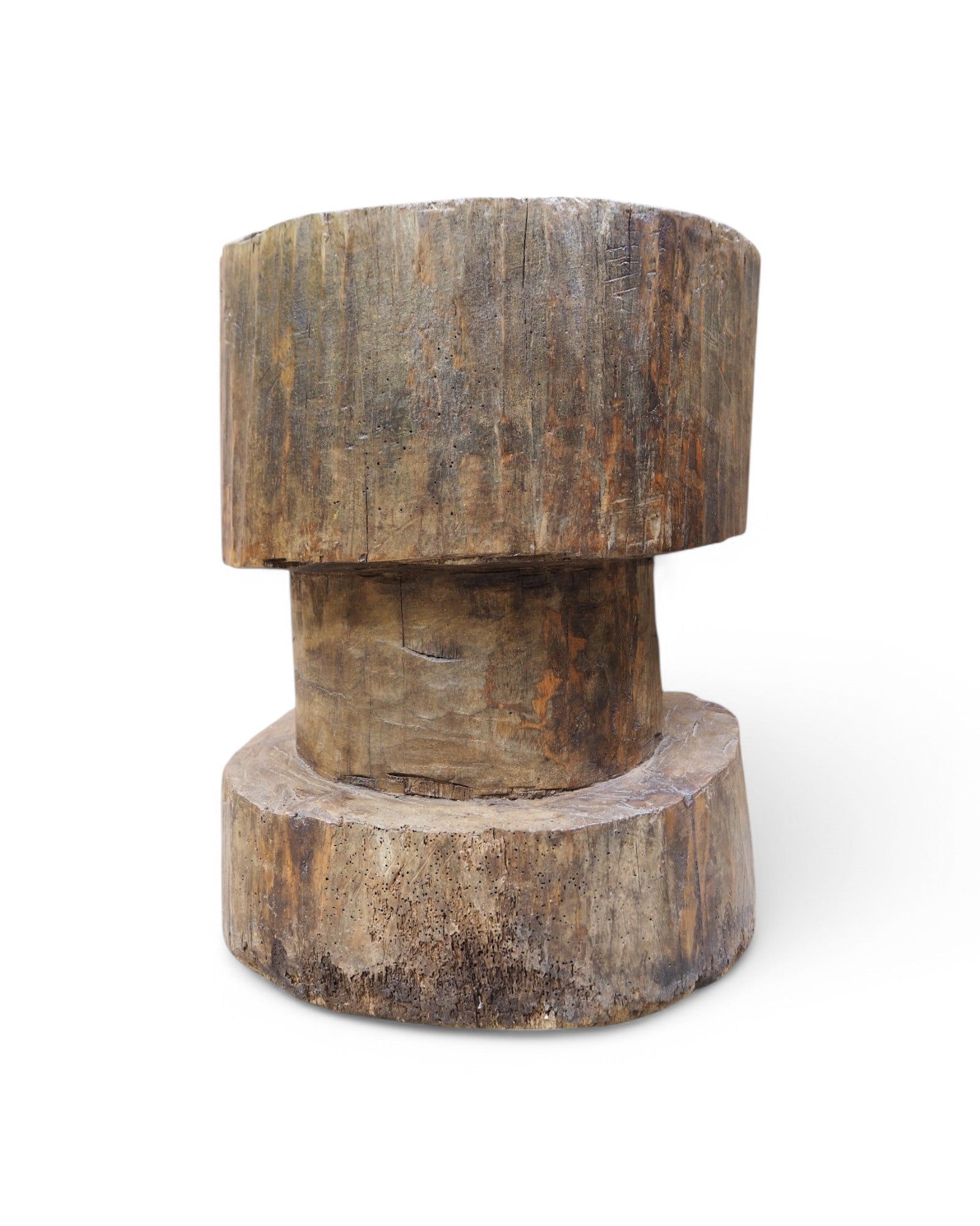 1920s Round Sectioned Indian Wooden Mortar