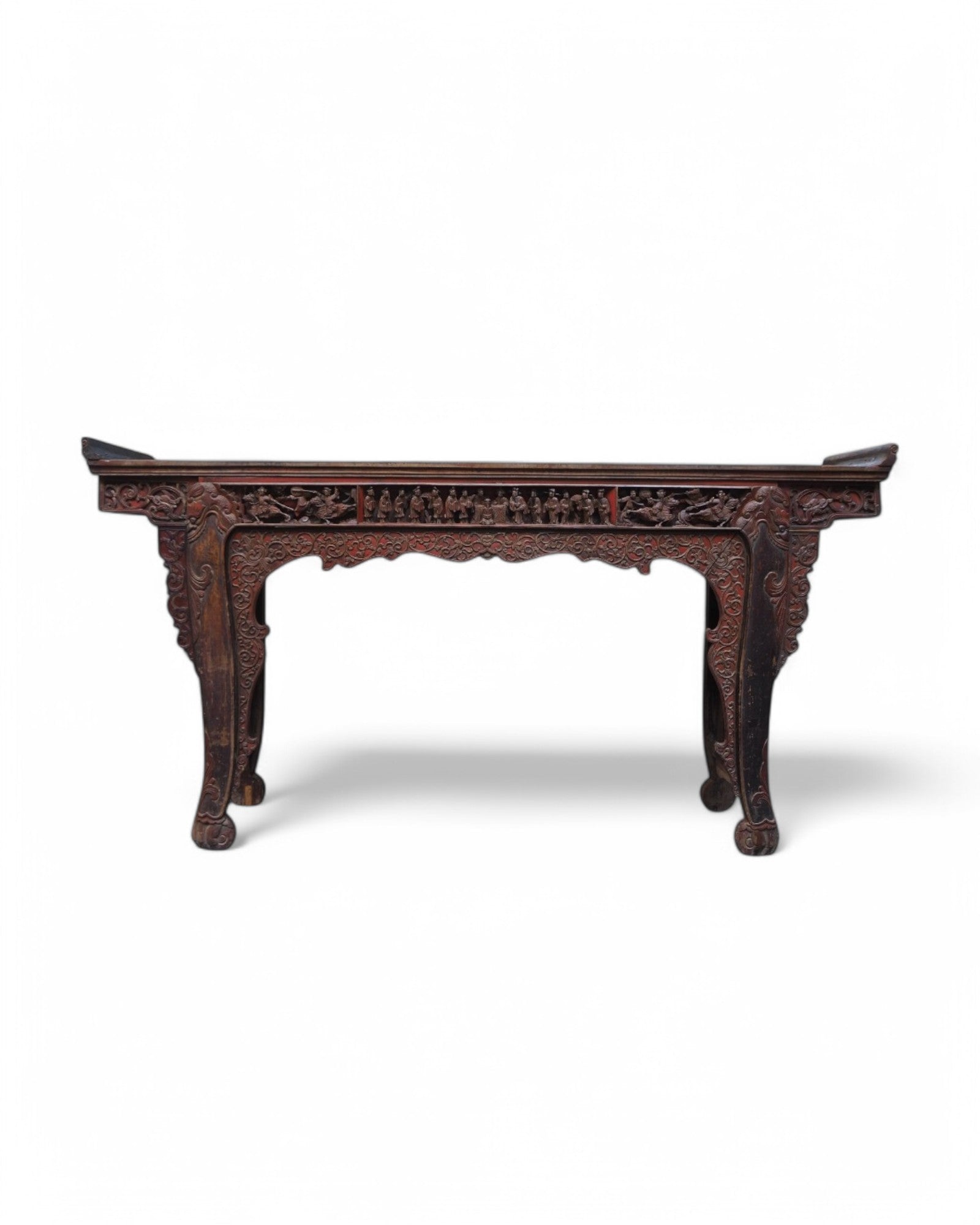 Fujian Red & Black Trim Emperor Mid Qing Ornate Console - Surround Living - 1