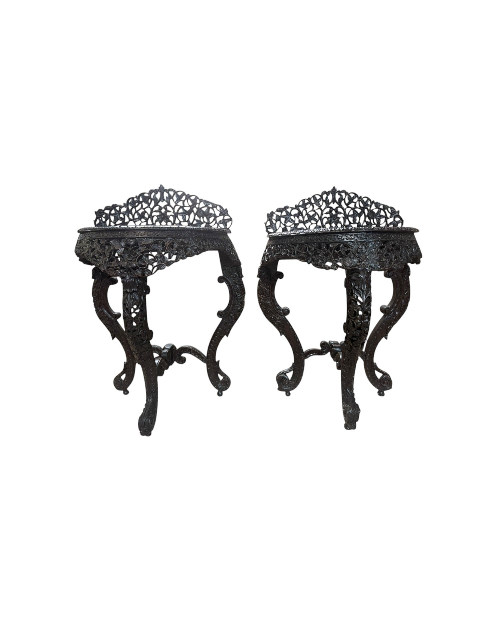 Royal Anglo-Indian Rosewood Carved Consoles - Set of 2