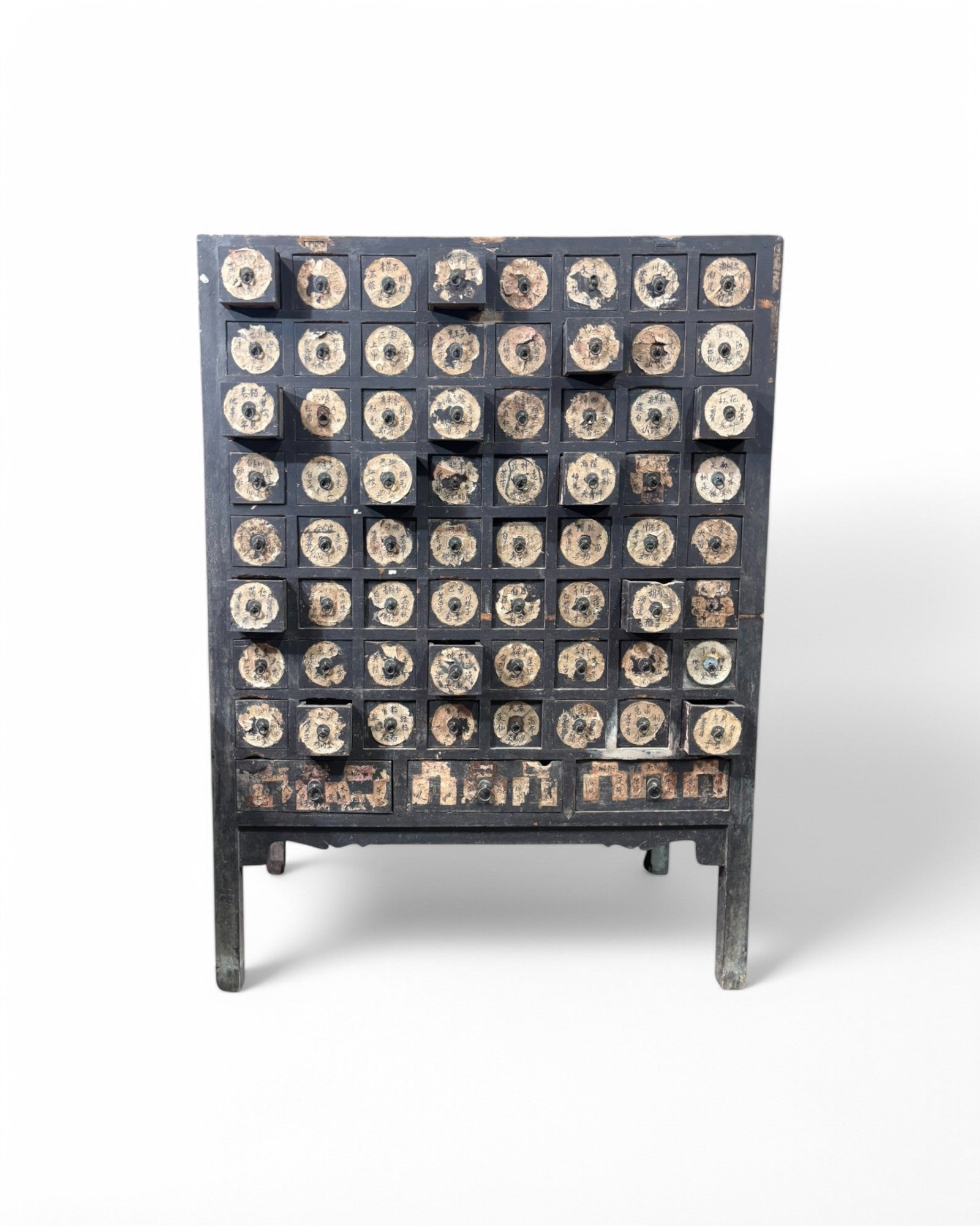 19th Century Antique Chinese Medicine Cabinet with Preserved Hand-Calligraphic Labels