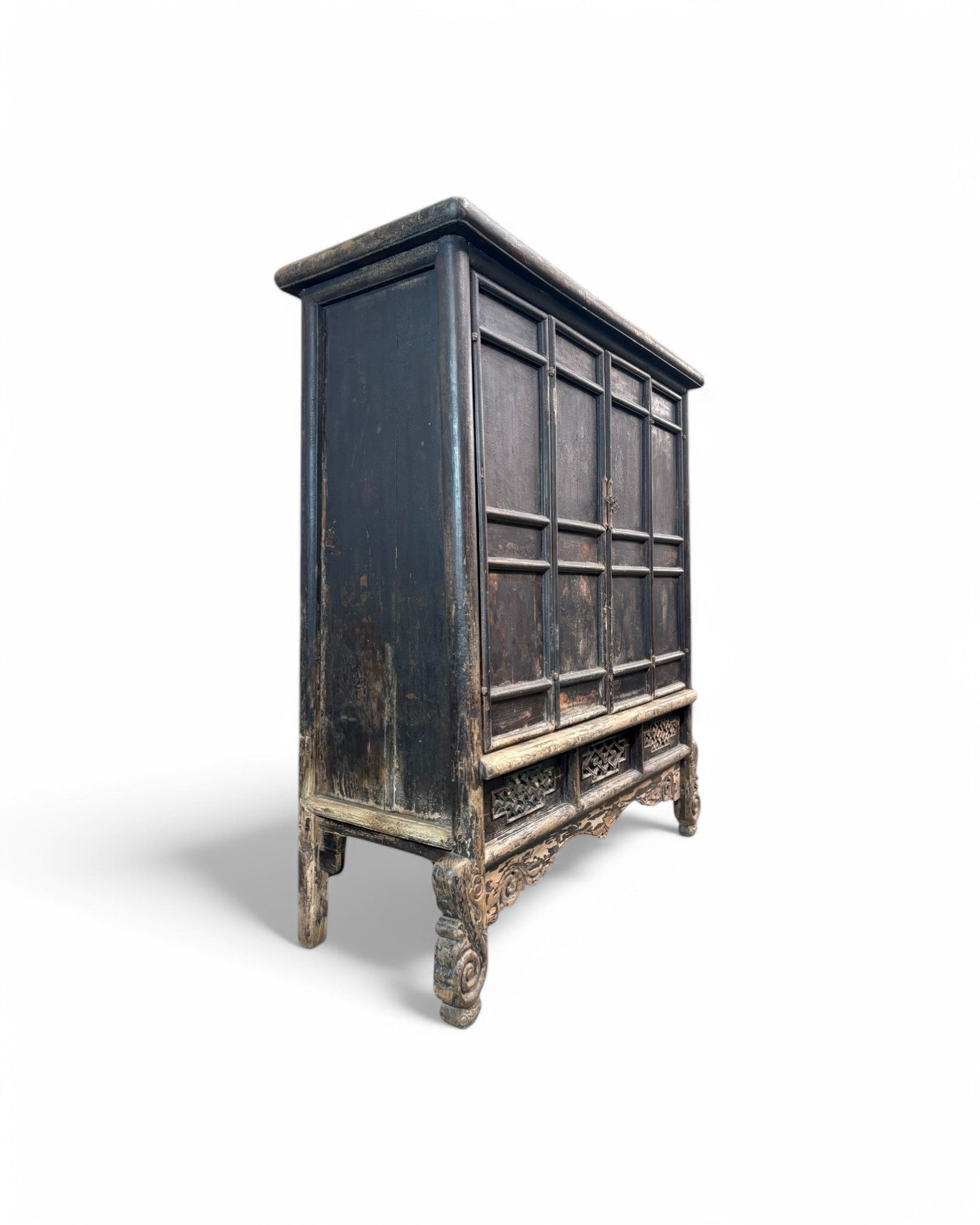 19th Century Antique Chinese Teak Folding Door Cabinet