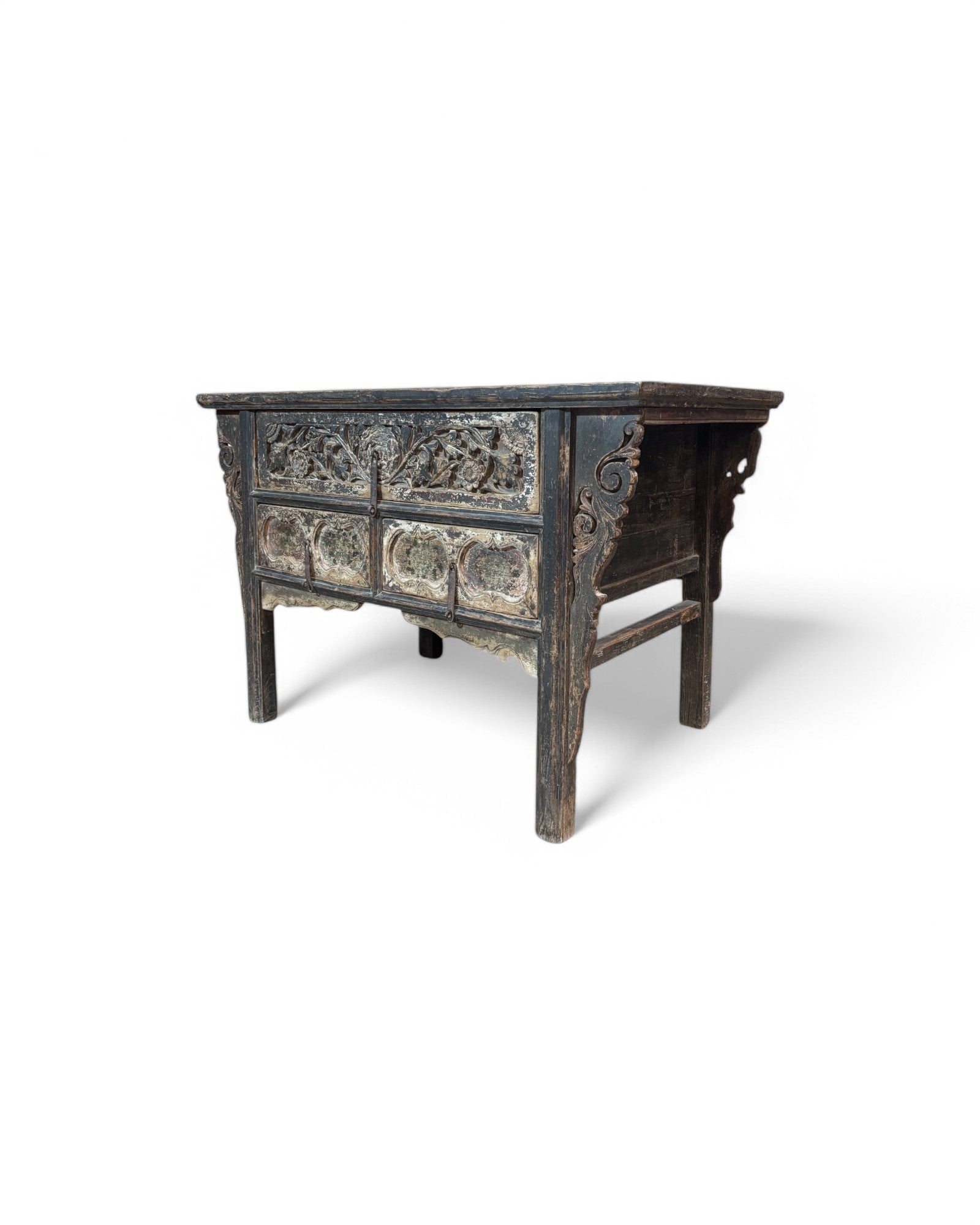 Anglo-Indian Antique Floral Carved Rosewood Buffet