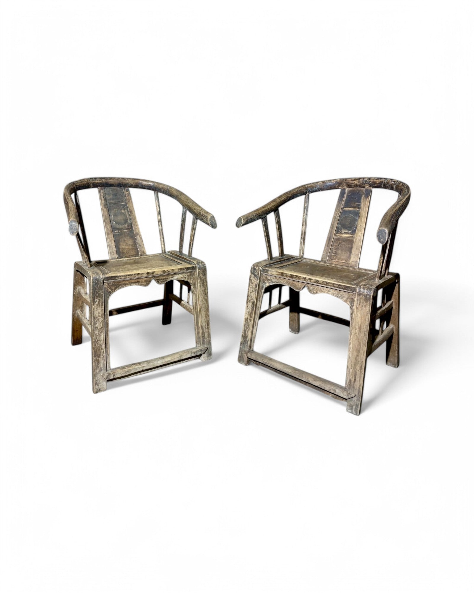 Light Elmwood Chinese Armchairs - Set of 2