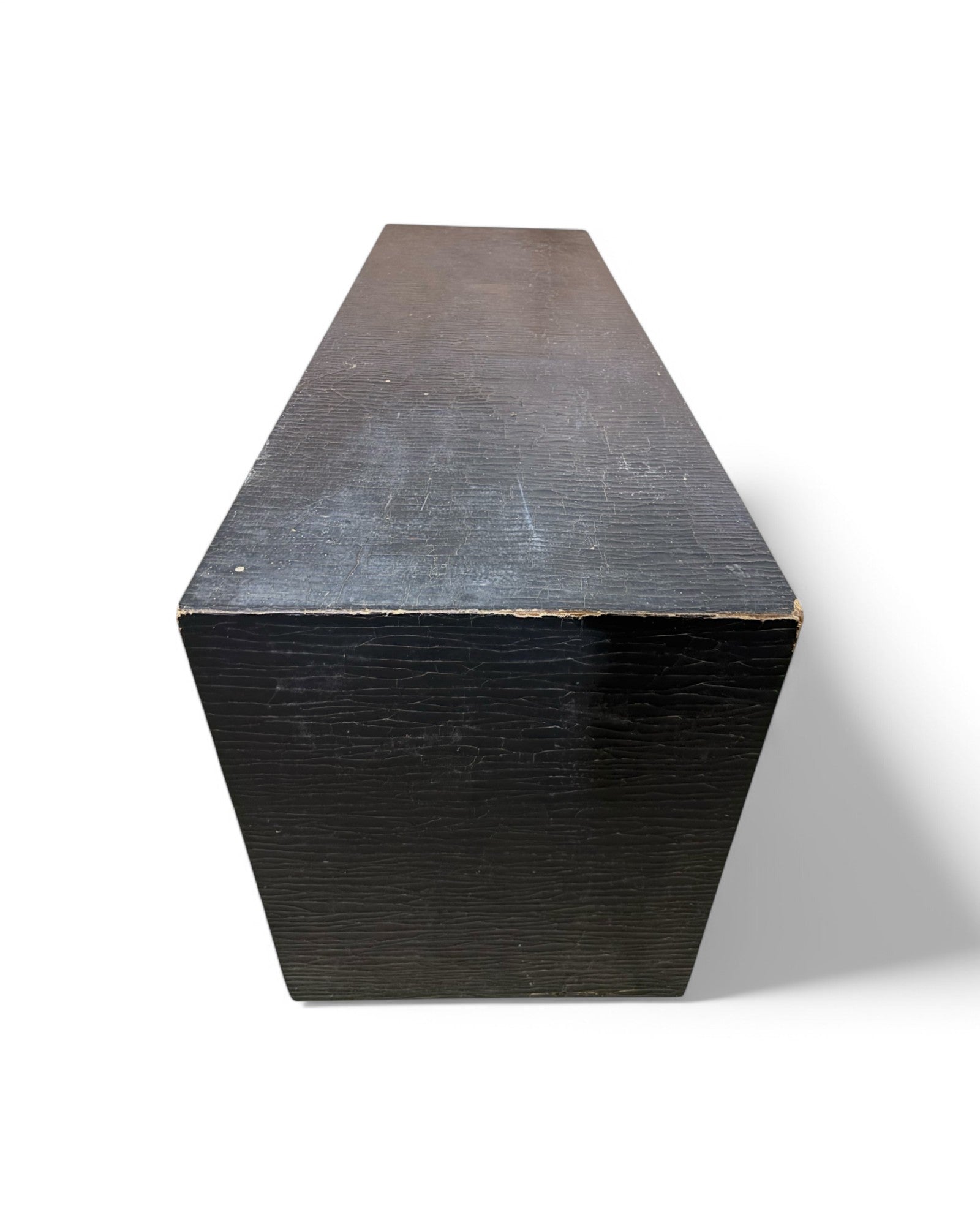 Fujian Black Tree Bark Texture Lacquered Antique Lute Console with Scroll Legs