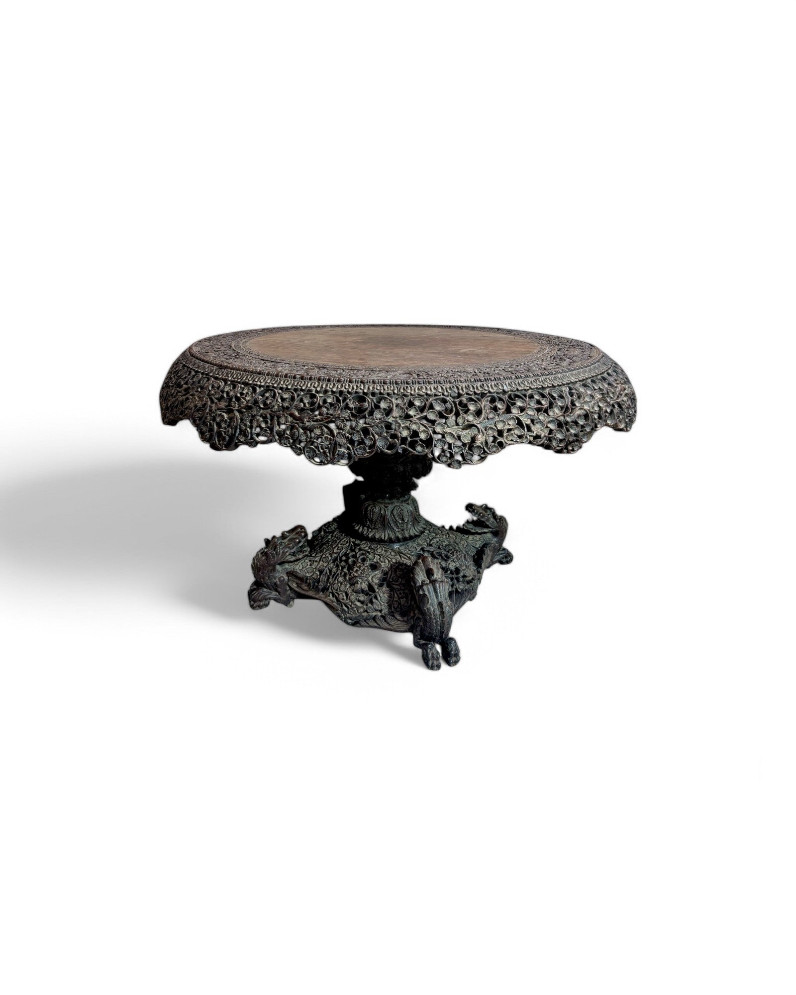 Anglo-Indian Carved Blackwood Centre Table