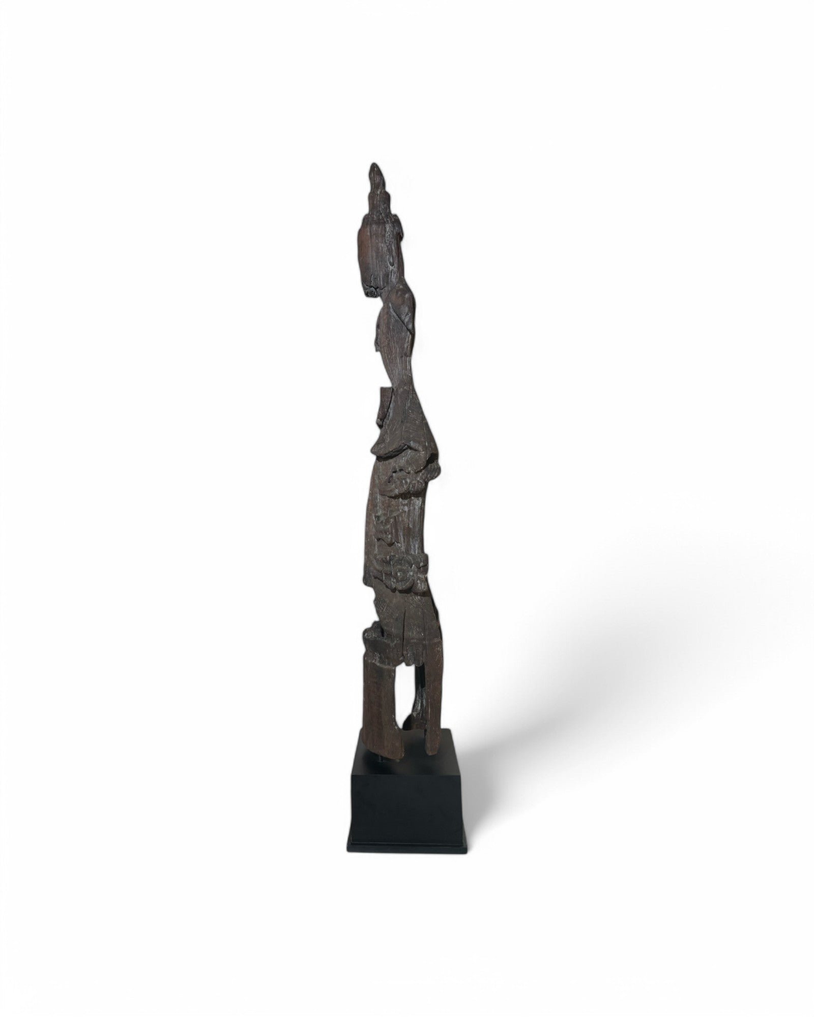 Life-Size Ancient Burmese Angel Wood Carving Sculpture, Retrieved from a Cave