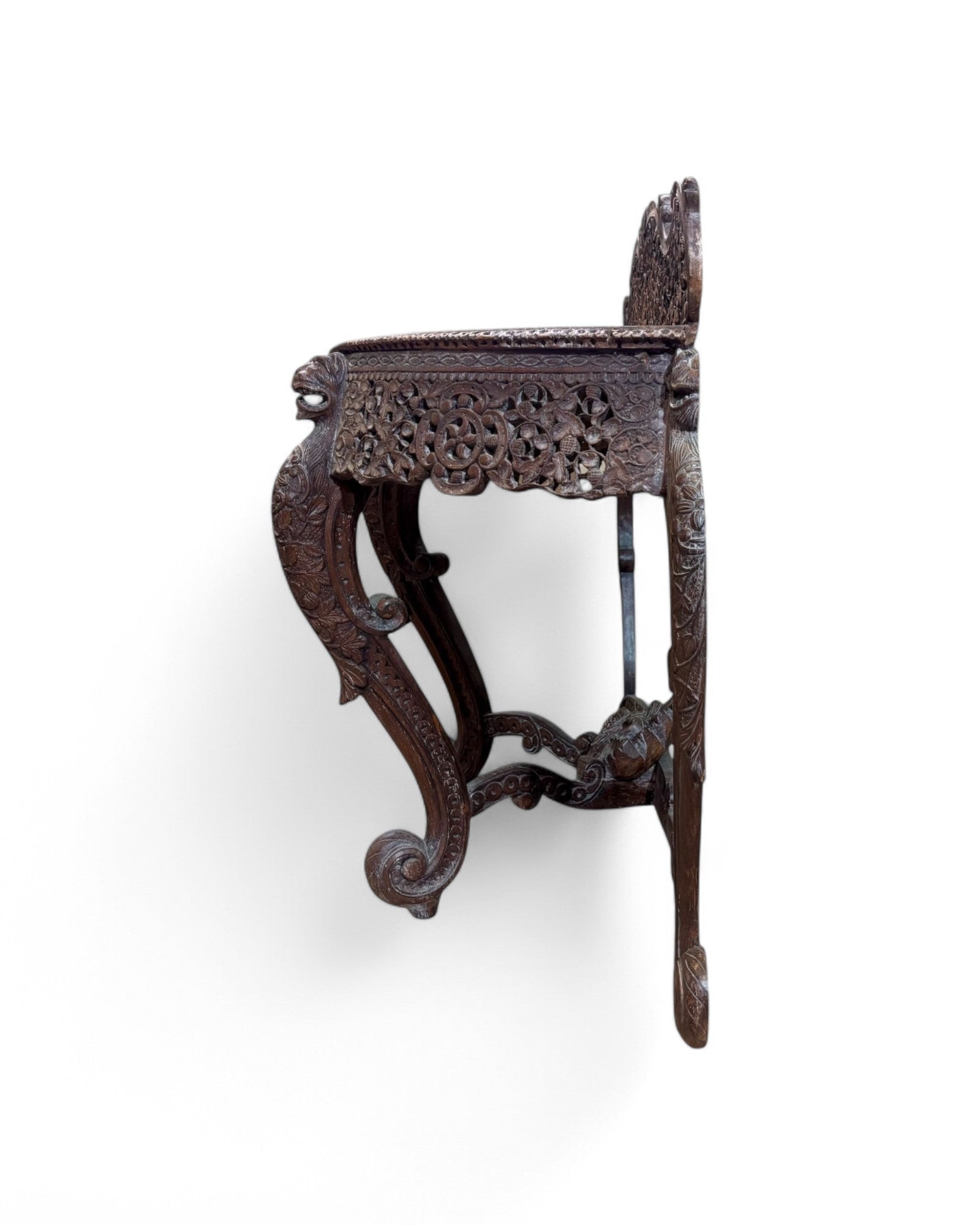 Royal Anglo-Indian Rosewood Ornate Hand Carved Console Table