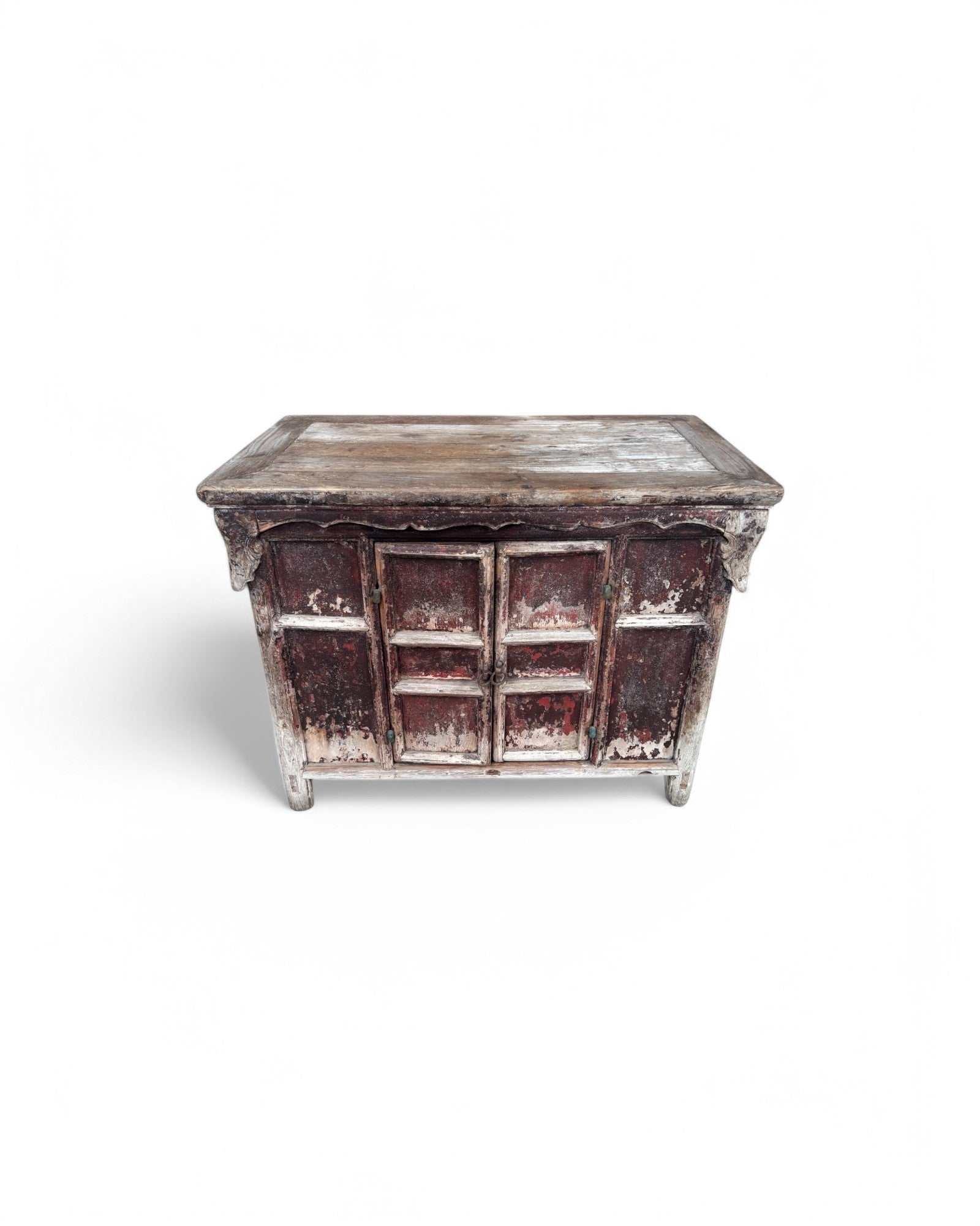 Antique Distressed Blood Red Chinese Sideboard