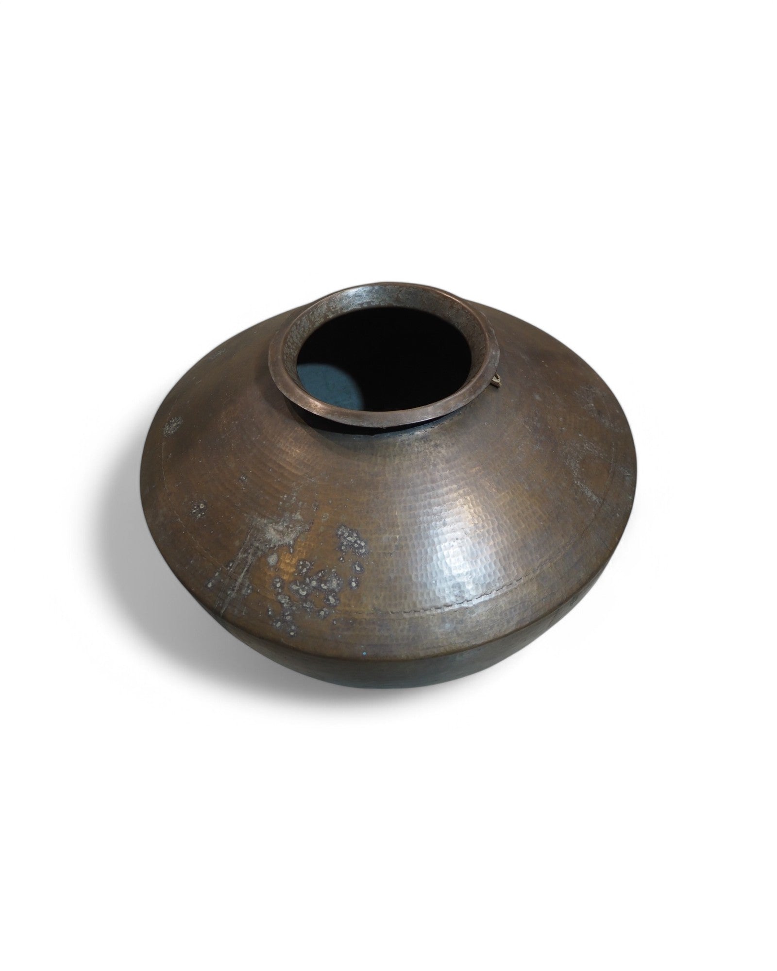 Large Gujarat Brass Hammered Ornate Pot