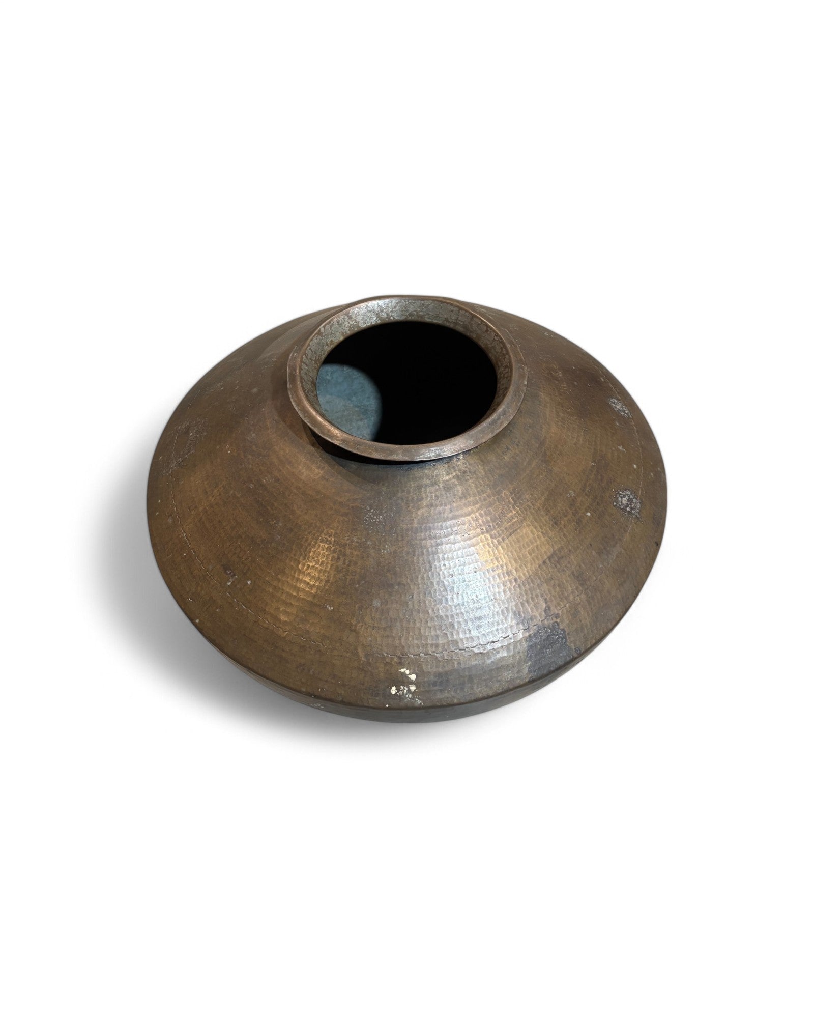 Large Gujarat Brass Hammered Ornate Pot