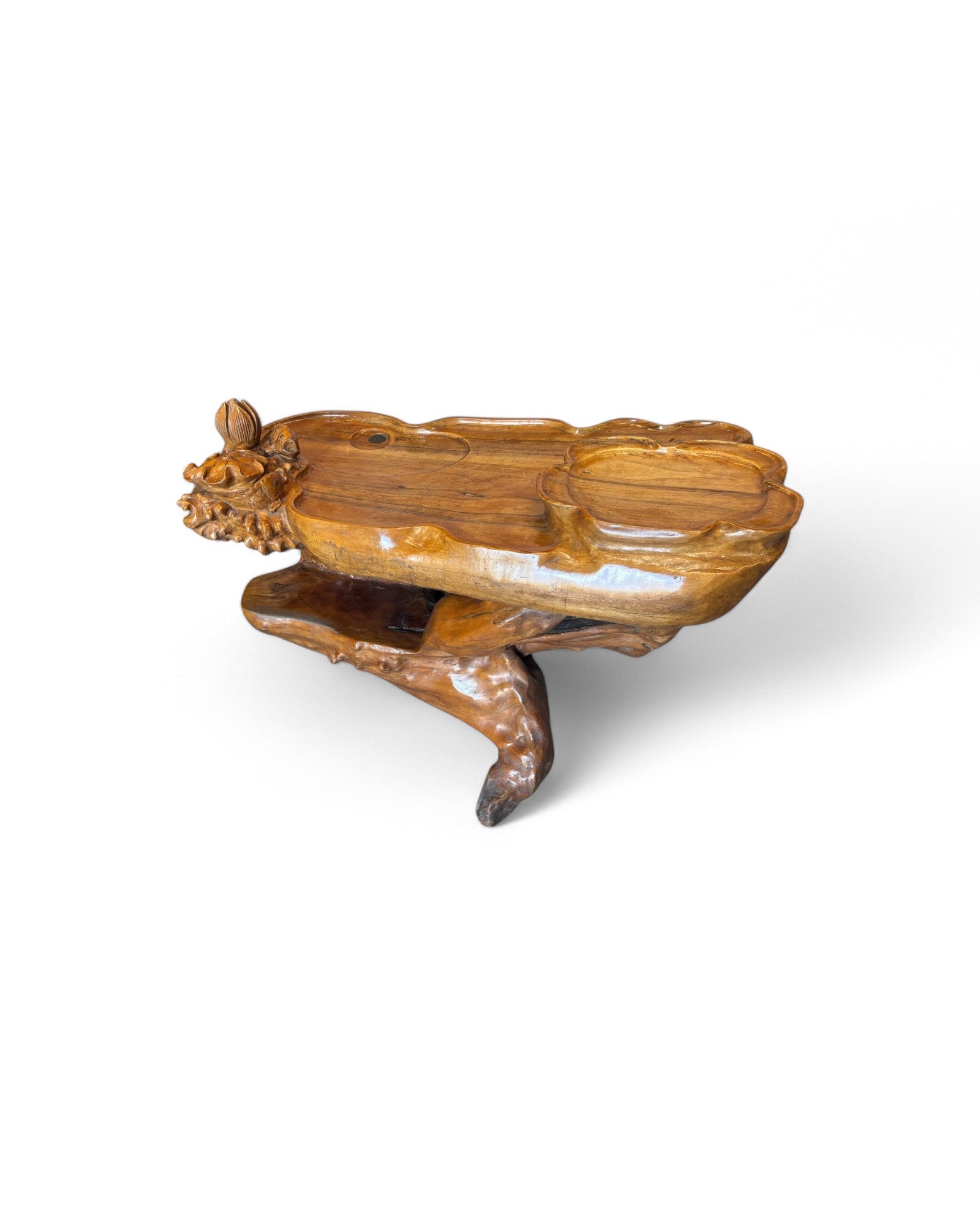 Lotus & Koy Carved Zhang Tea Table Station
