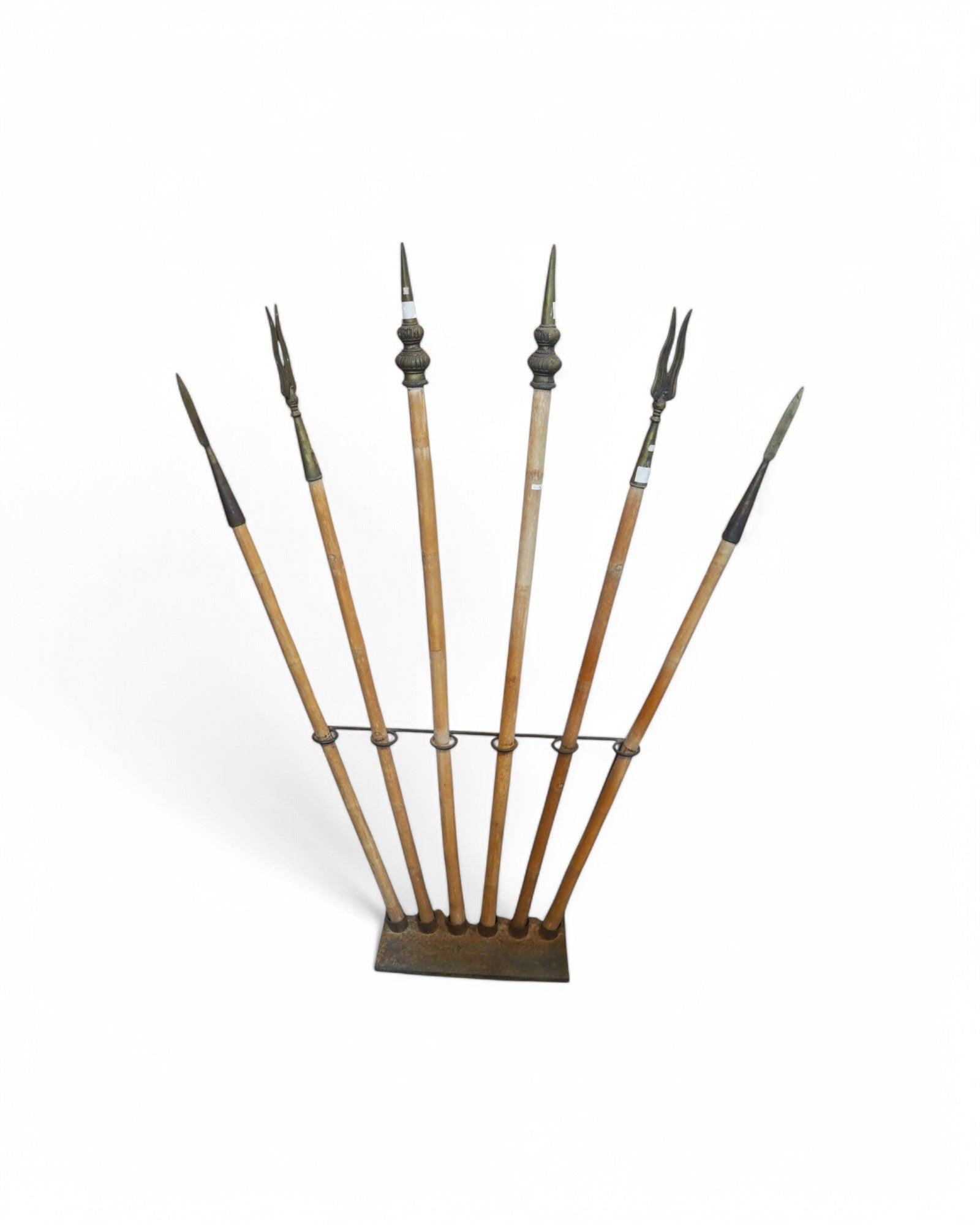 Indian War Spears with Fan Ornate Stand - Set of 6