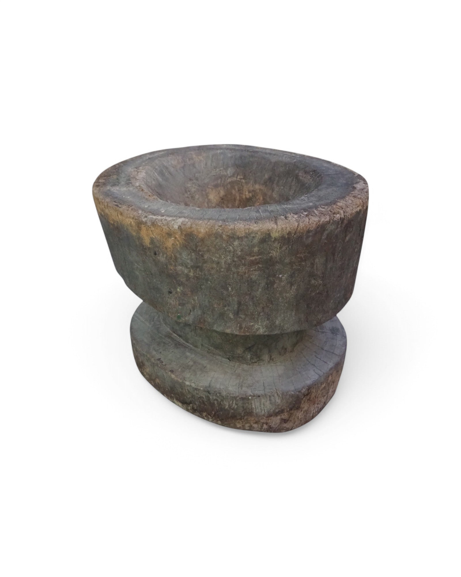 1920s Round Sectioned Indian Wooden Mortar