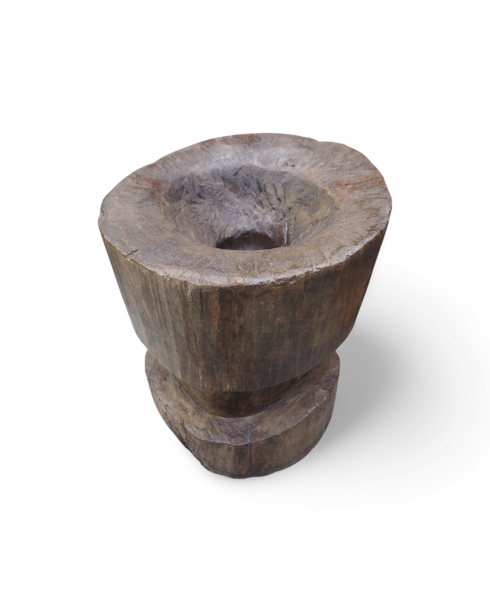 1920s Round Sectioned Indian Wooden Mortar