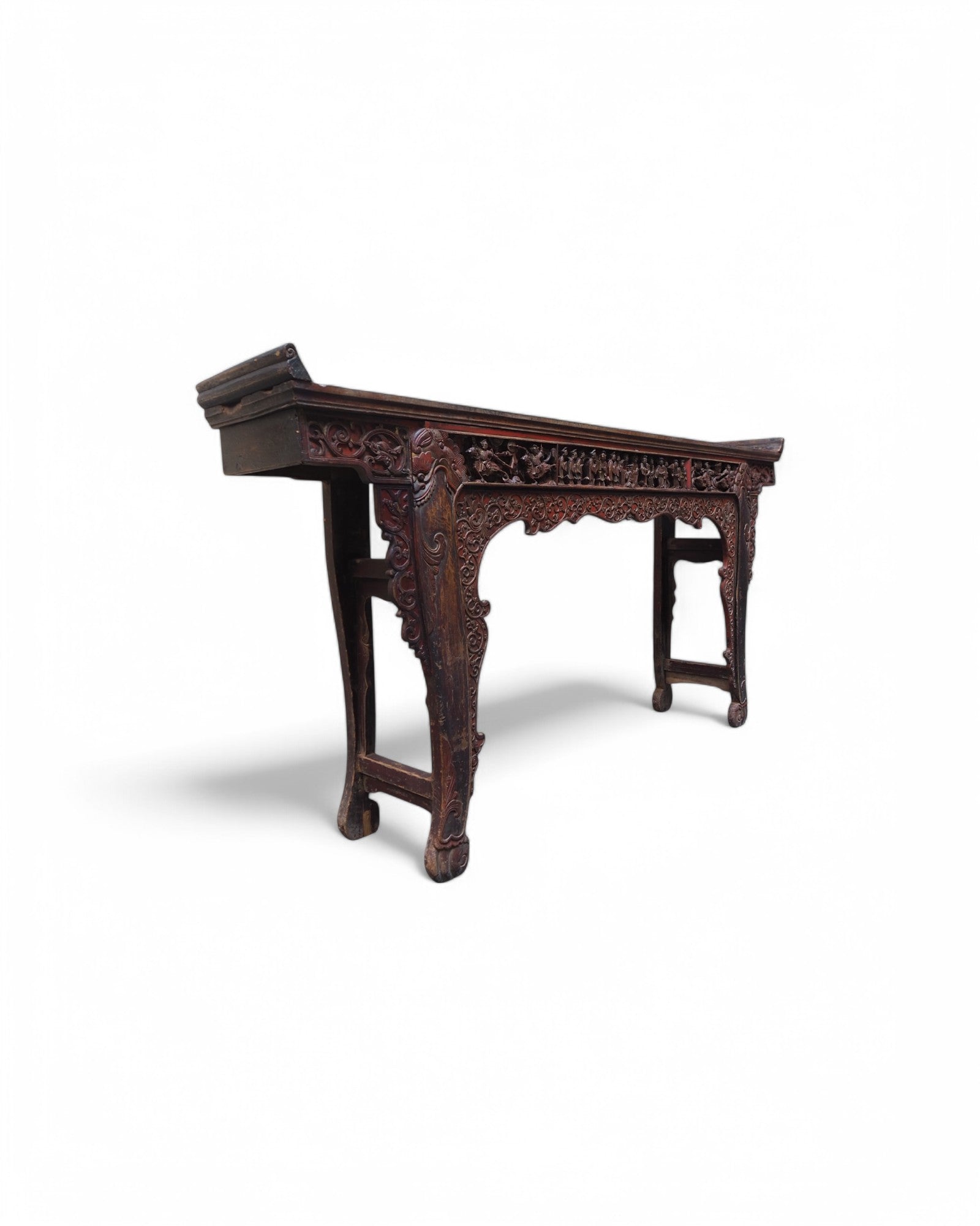 Fujian Red & Black Trim Emperor Mid Qing Ornate Console - Surround Living - 2