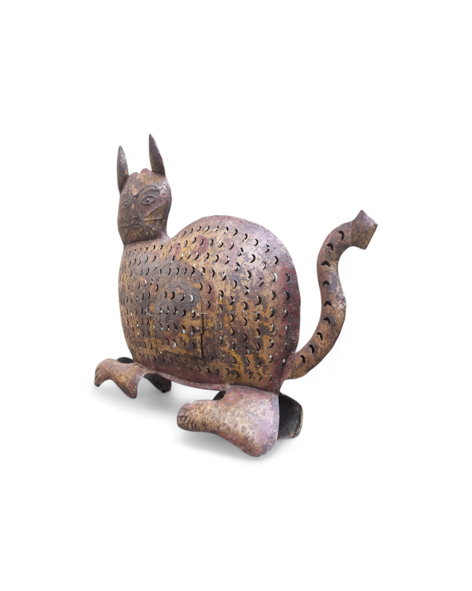 Steel Cat Scaled Candle Lantern