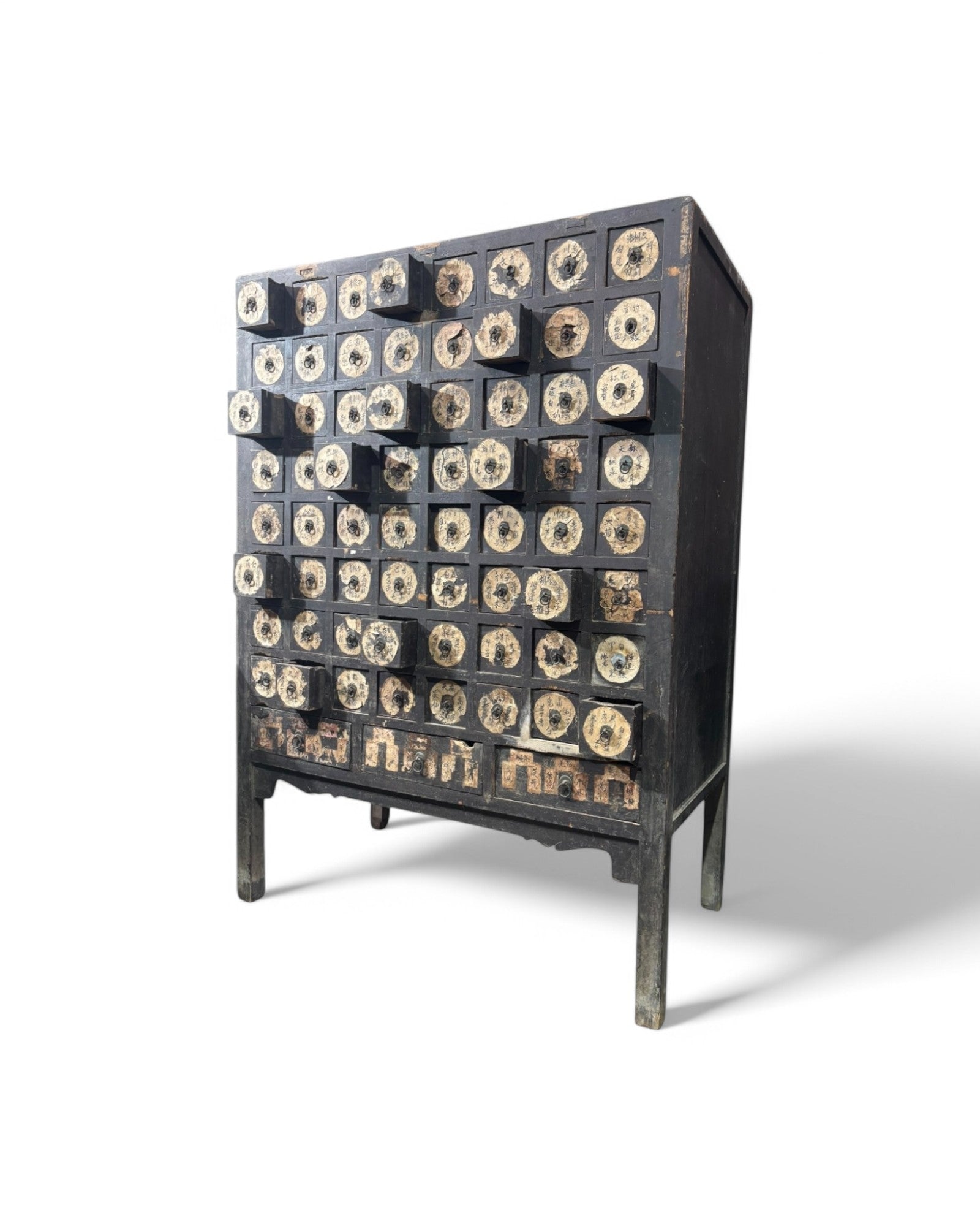 19th Century Antique Chinese Medicine Cabinet with Preserved Hand-Calligraphic Labels