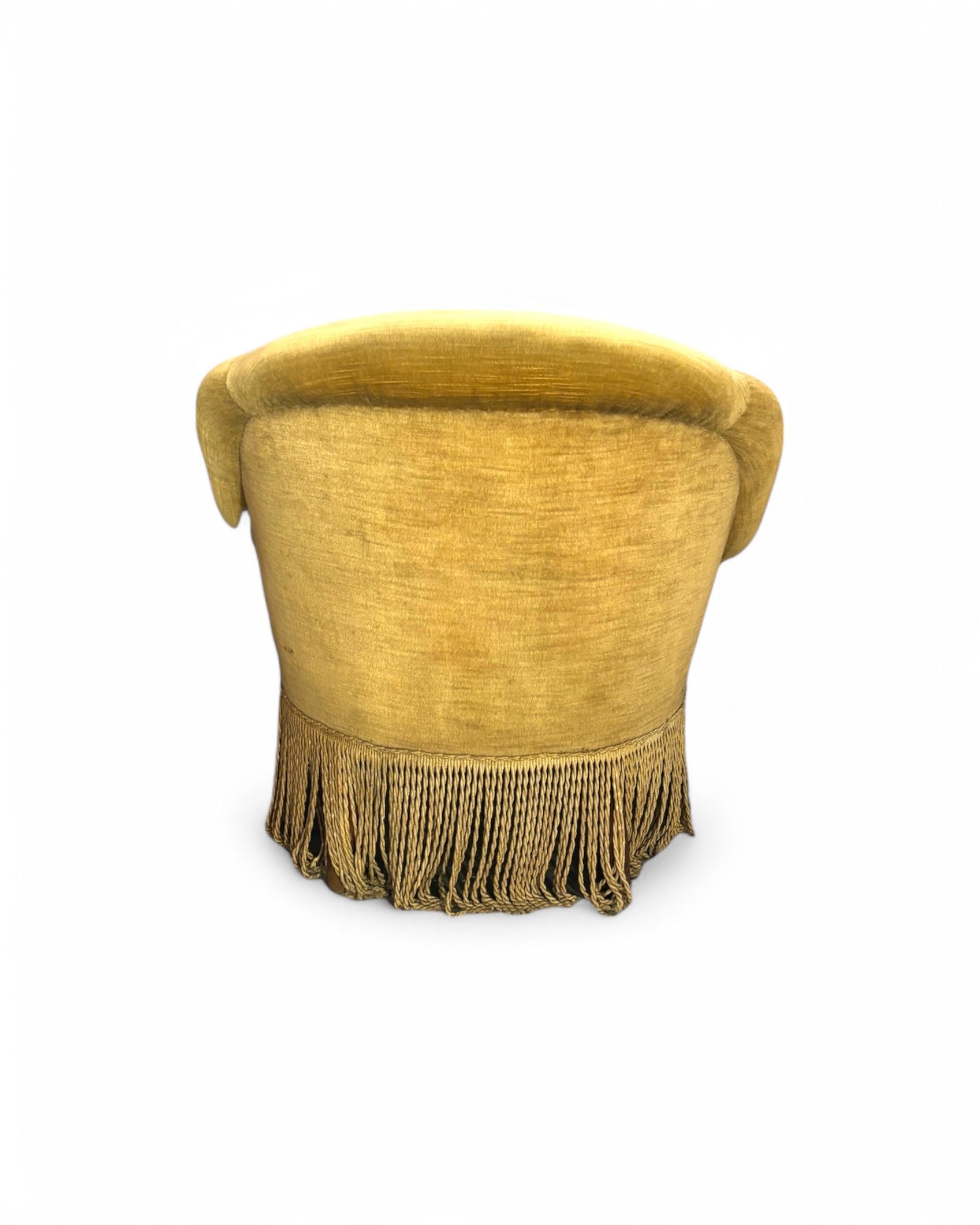 French Olive Velvet Tub Chair 1950's