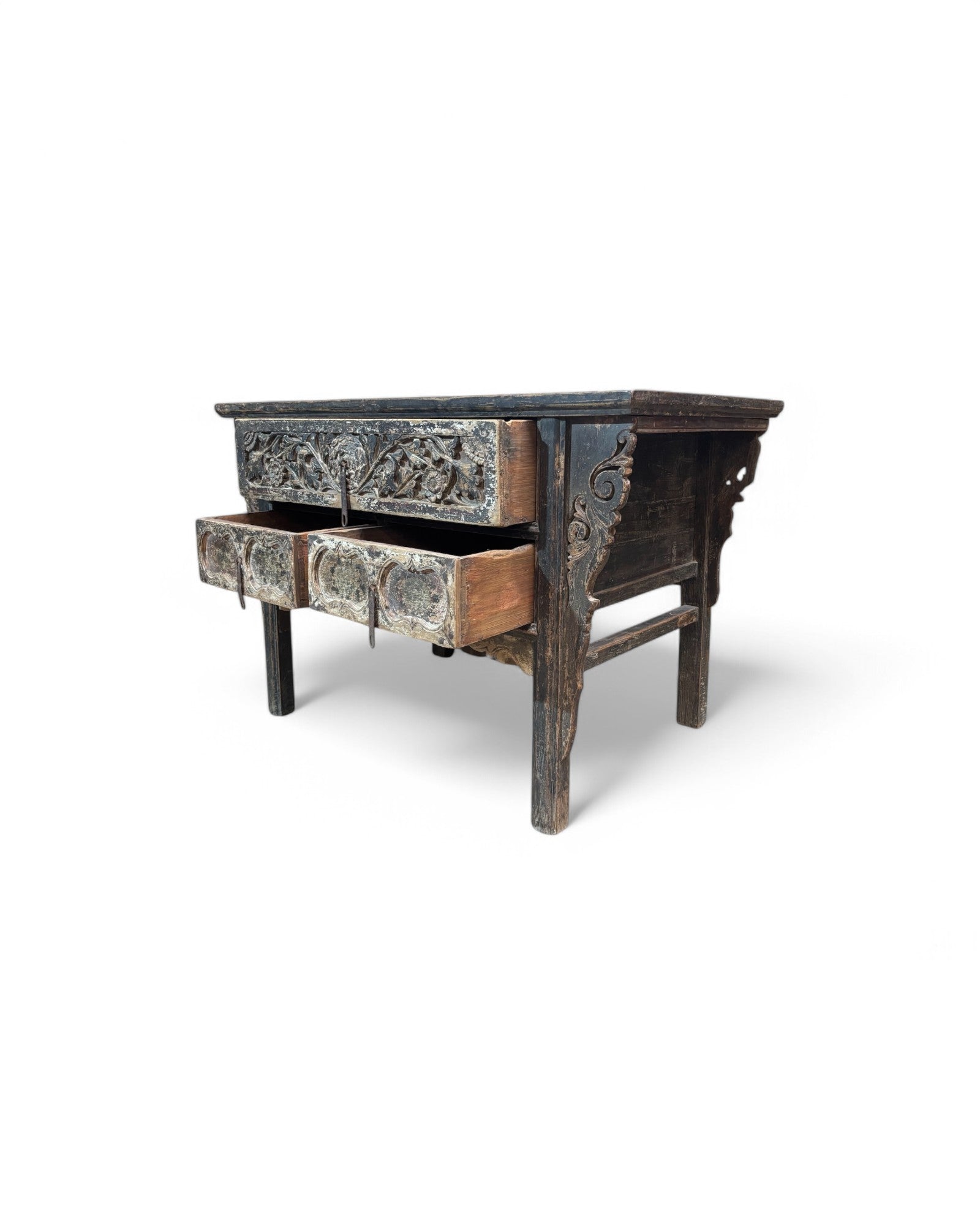 Anglo-Indian Antique Floral Carved Rosewood Buffet