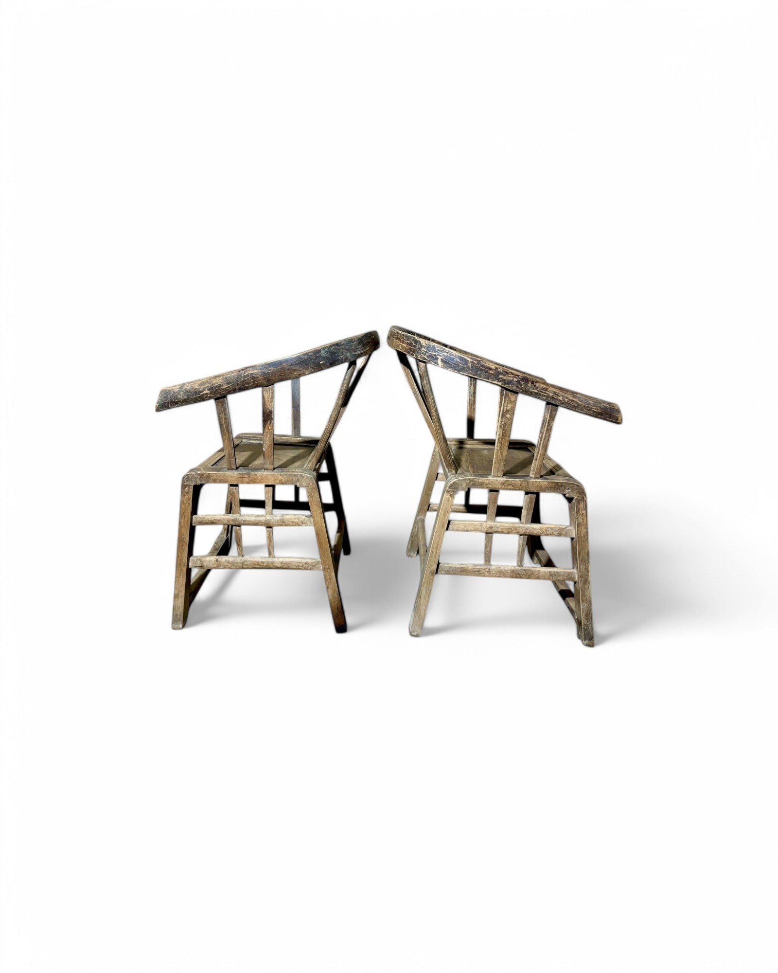 Light Elmwood Chinese Armchairs - Set of 2