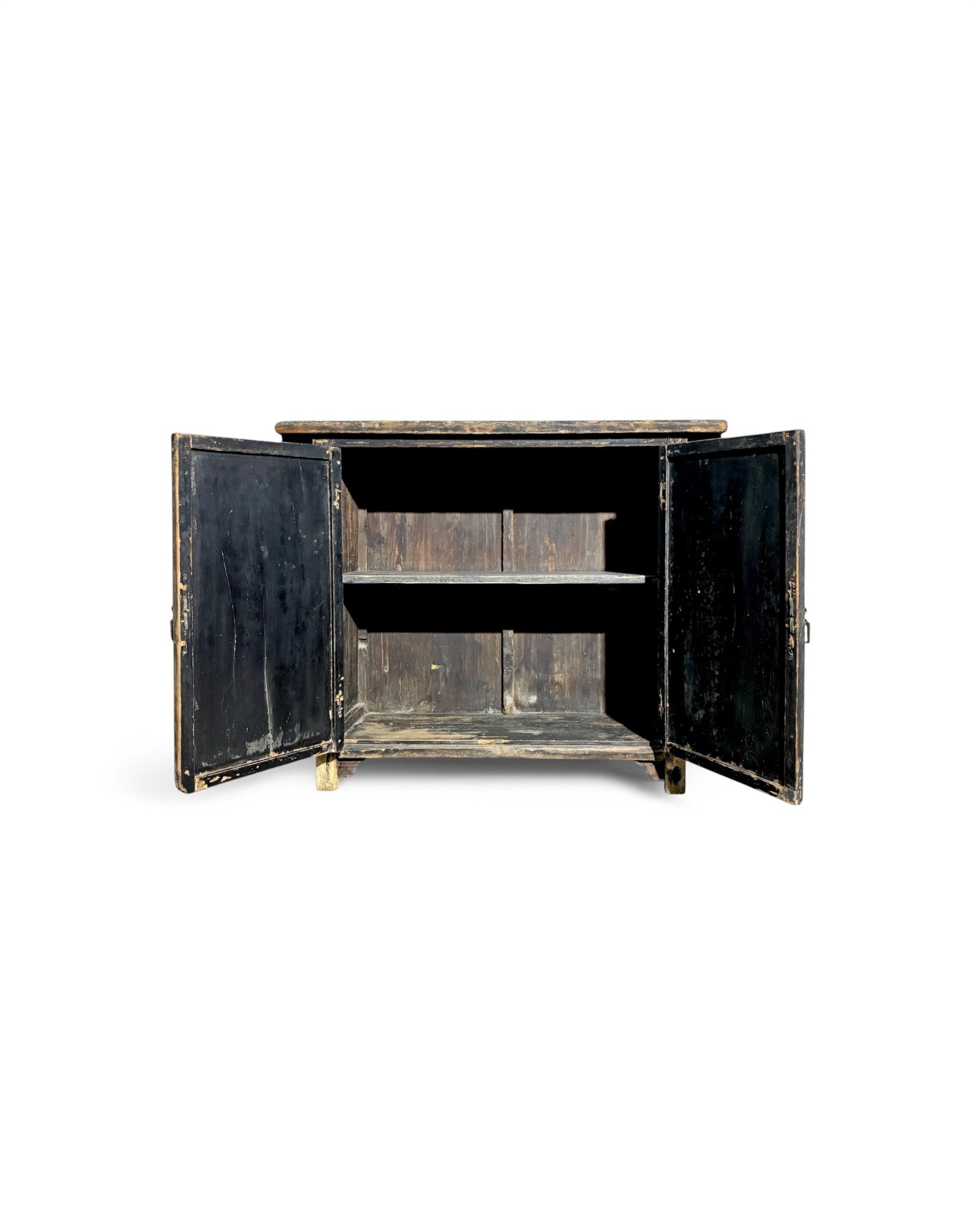 Antique Distressed Tibetan Black & Red Sideboard