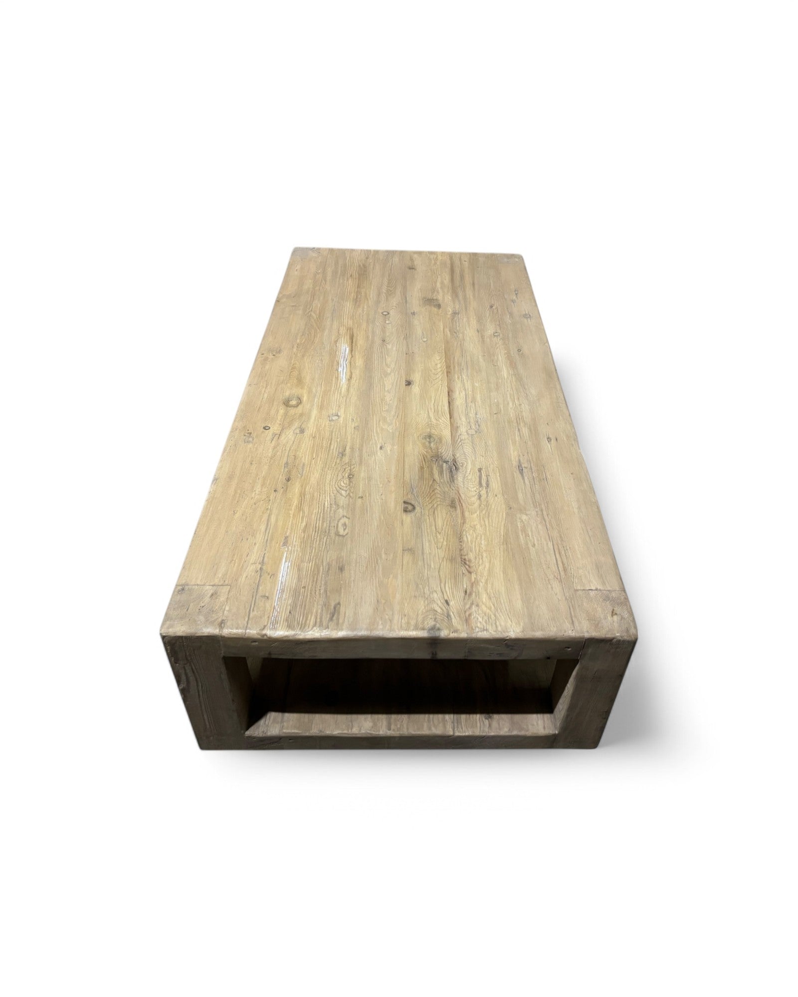 Light Elmwood Double Deck Chinese Farmhouse Coffee Table