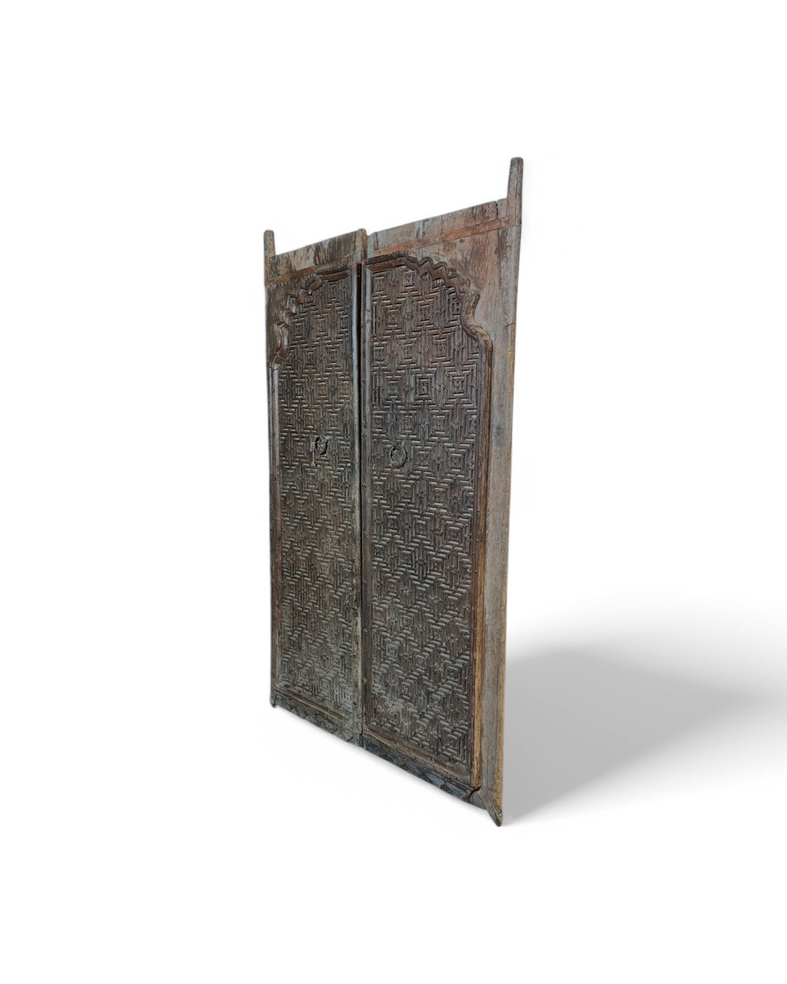 Rajasthani Teak & Steel Embellished Antique Temple Door