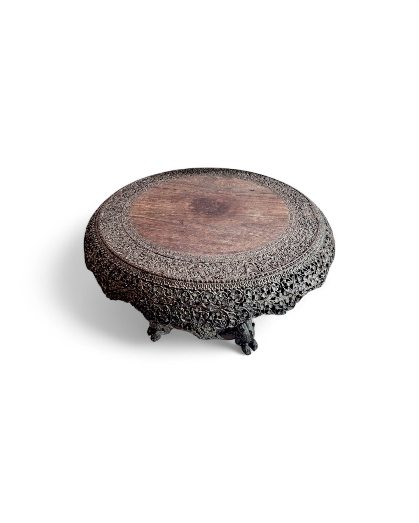 Anglo-Indian Carved Blackwood Centre Table