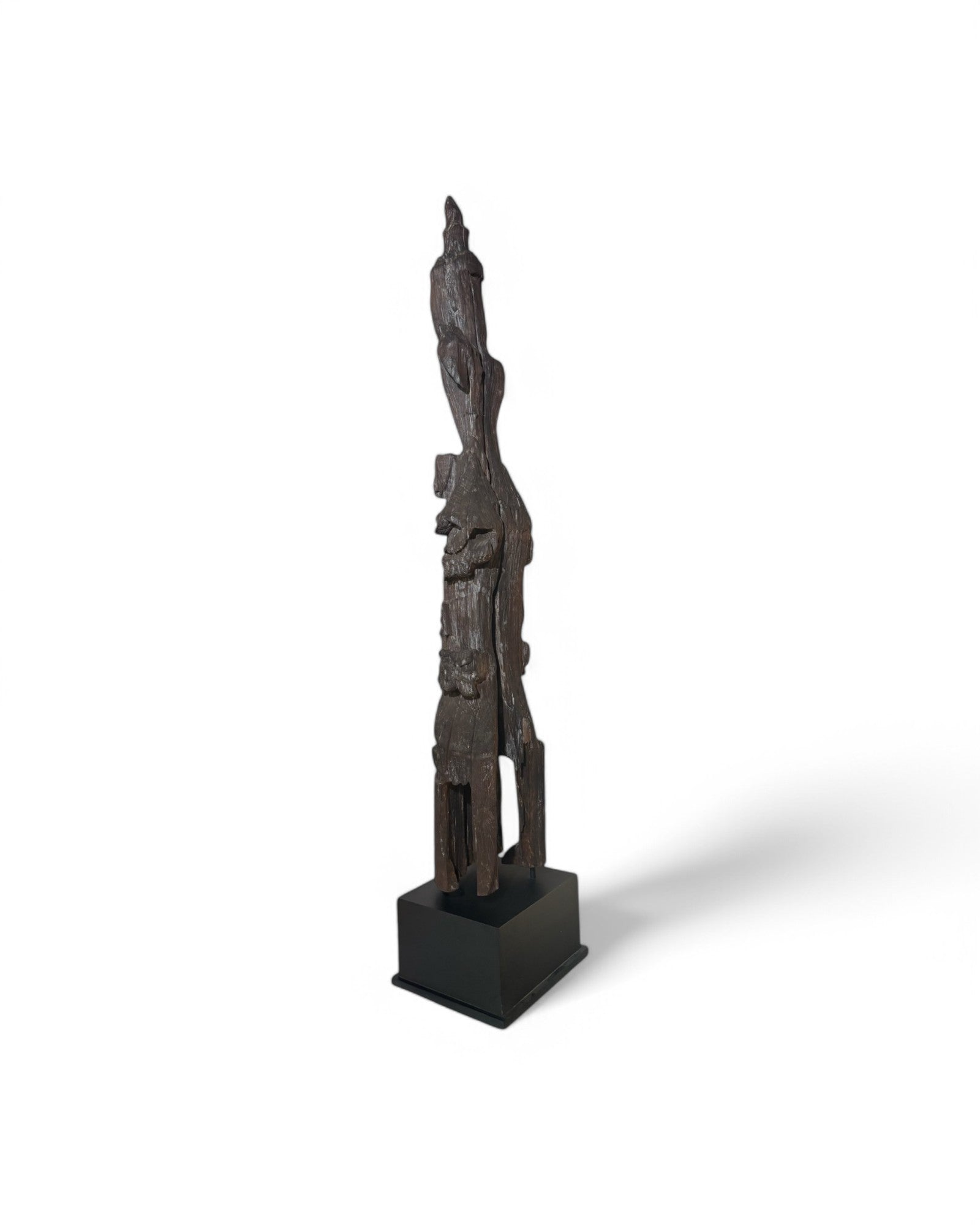 Life-Size Ancient Burmese Angel Wood Carving Sculpture, Retrieved from a Cave