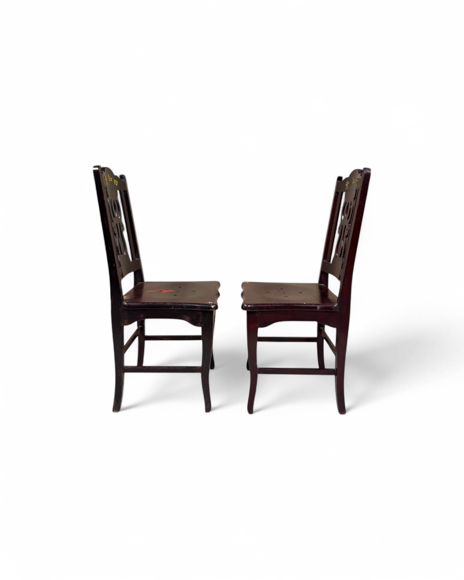 Lacquered Chinese Restaurant Dining Chairs - Set of 2