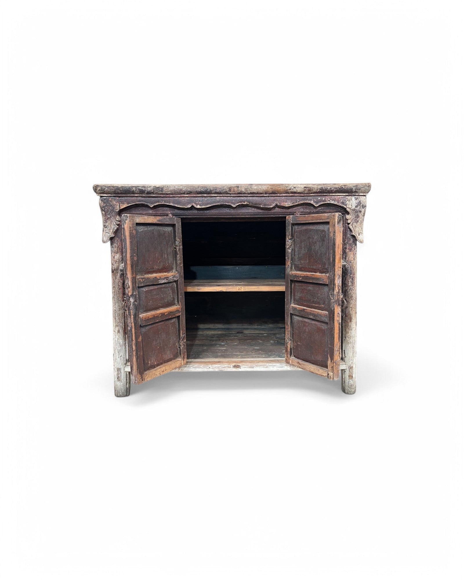 Antique Distressed Blood Red Chinese Sideboard