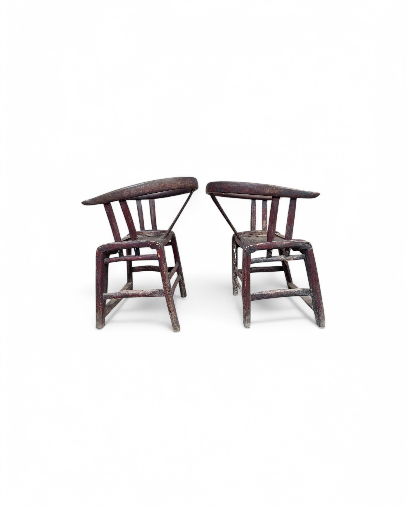 Antique Chinese Ming Horse Shoe Elm Armchairs - Set of 2
