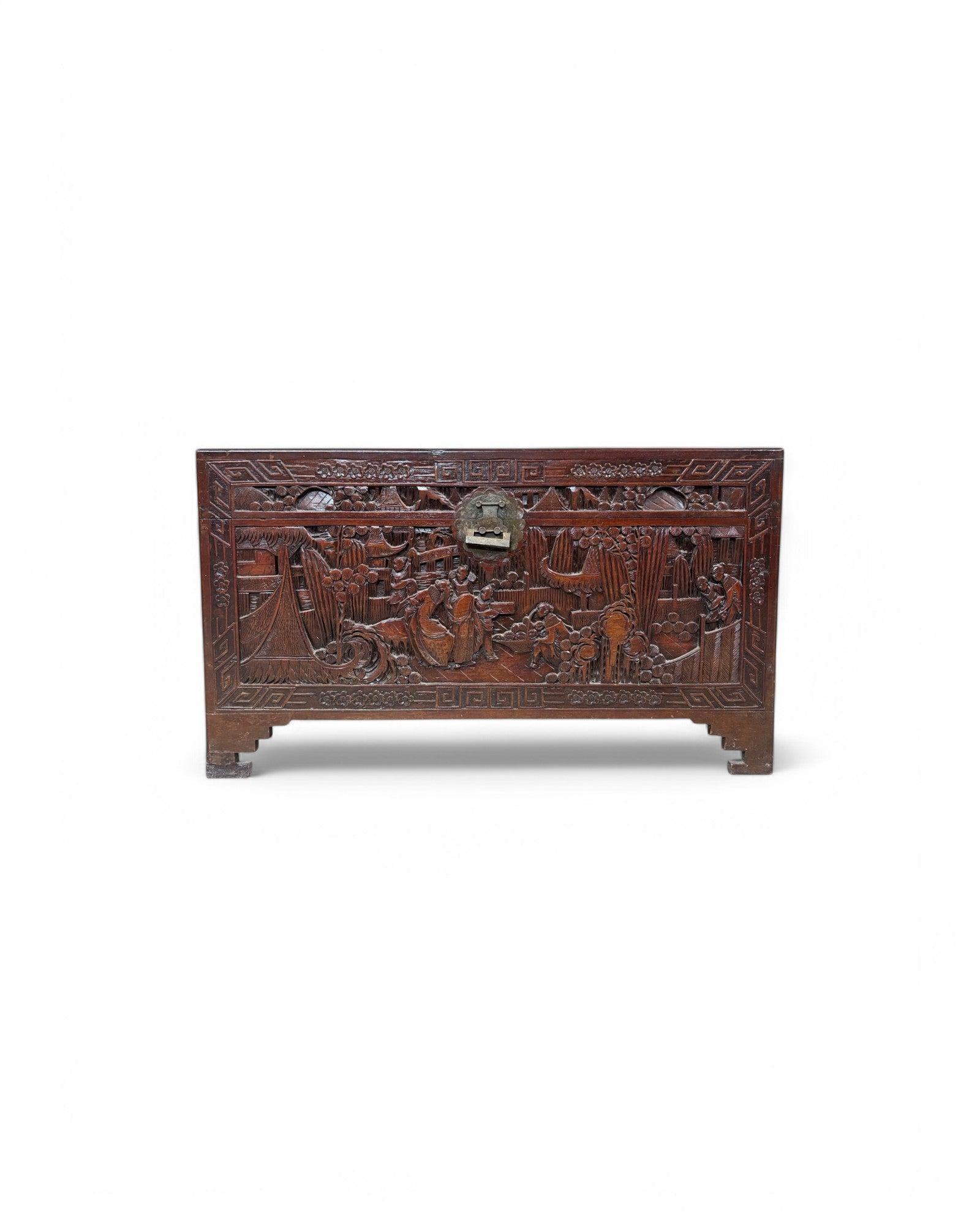 Fine Art Engraved Antique Chinese Storage Chest