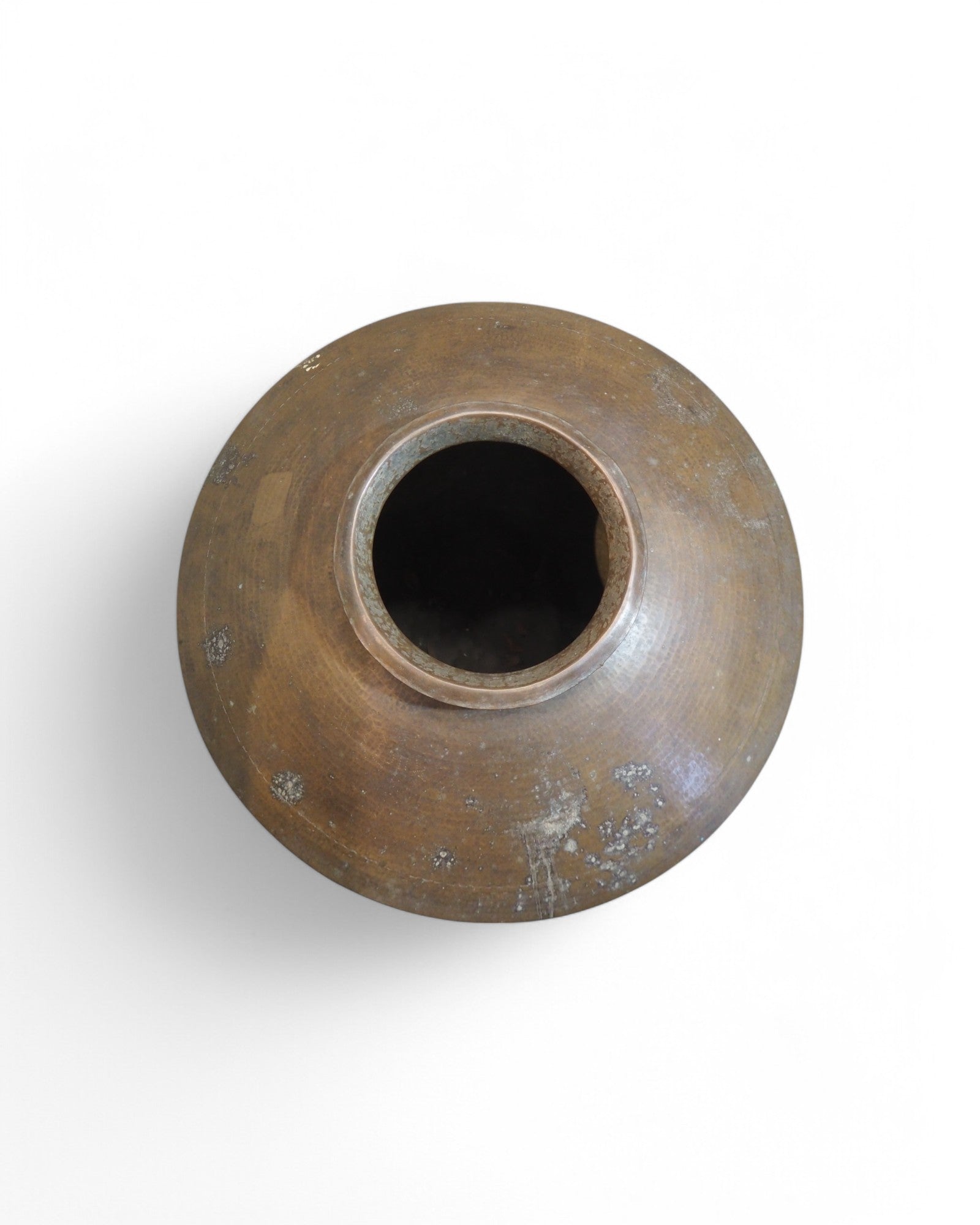 Large Gujarat Brass Hammered Ornate Pot