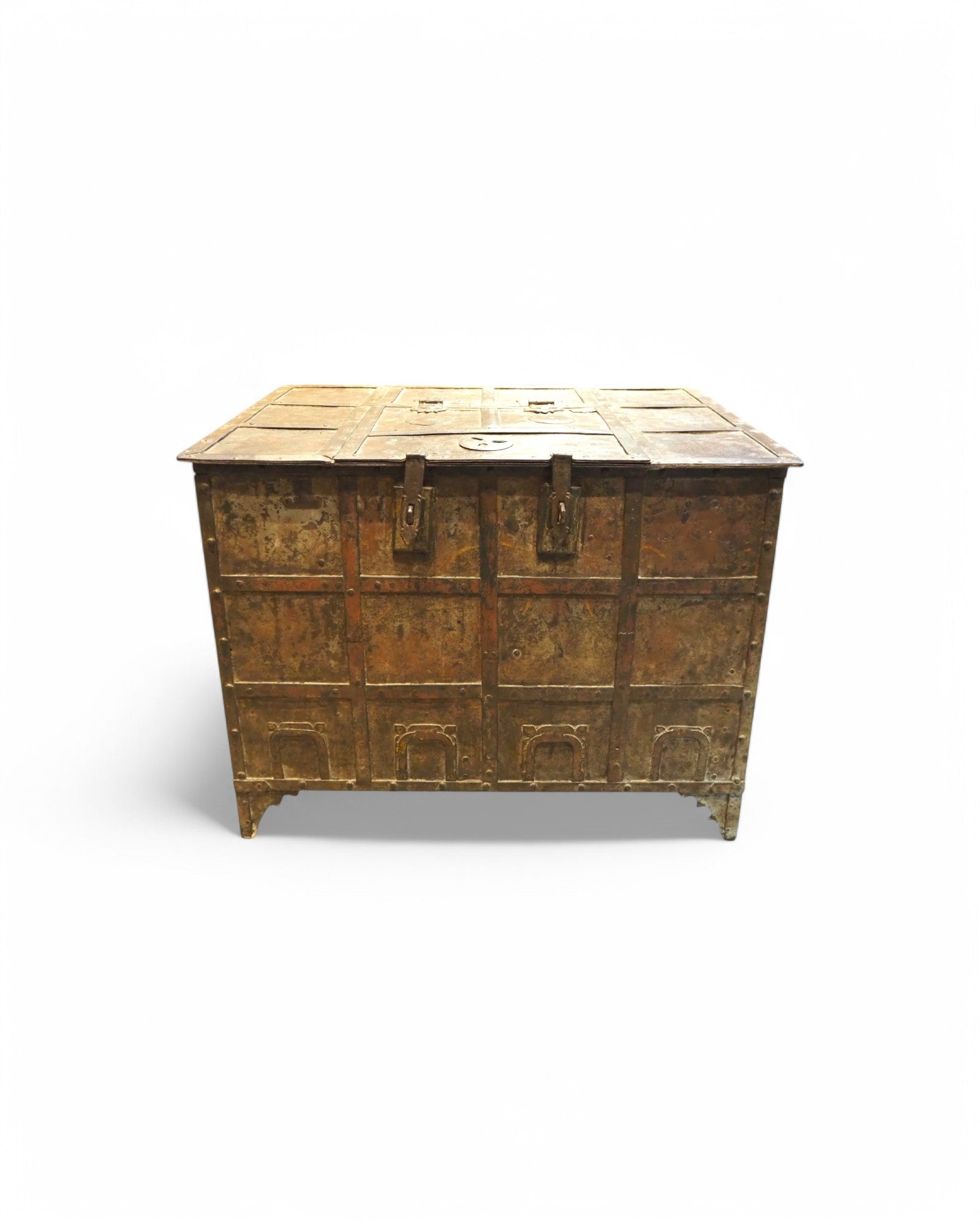 Gujarat Iron Plated Pitara Storage Chest 1980s