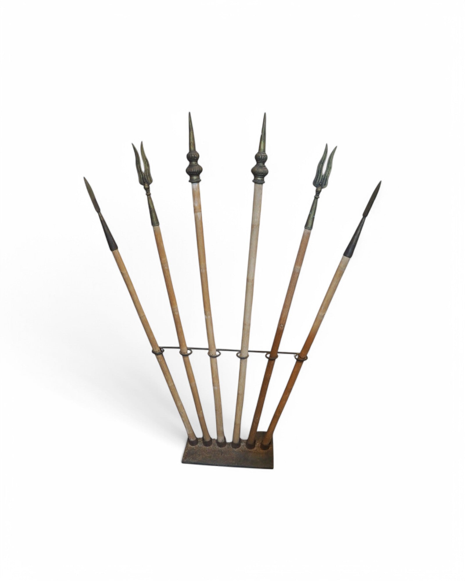 Indian War Spears with Fan Ornate Stand - Set of 6