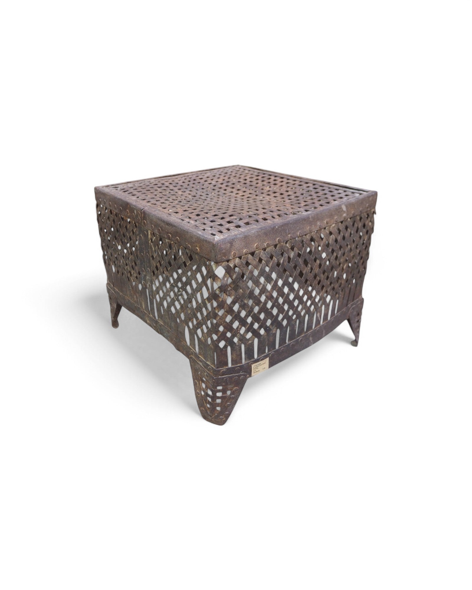 Indian Rusted Steel Woven Reverse Basket