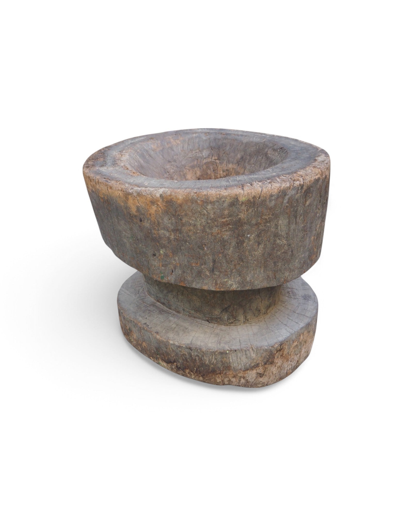 1920s Round Sectioned Indian Wooden Mortar